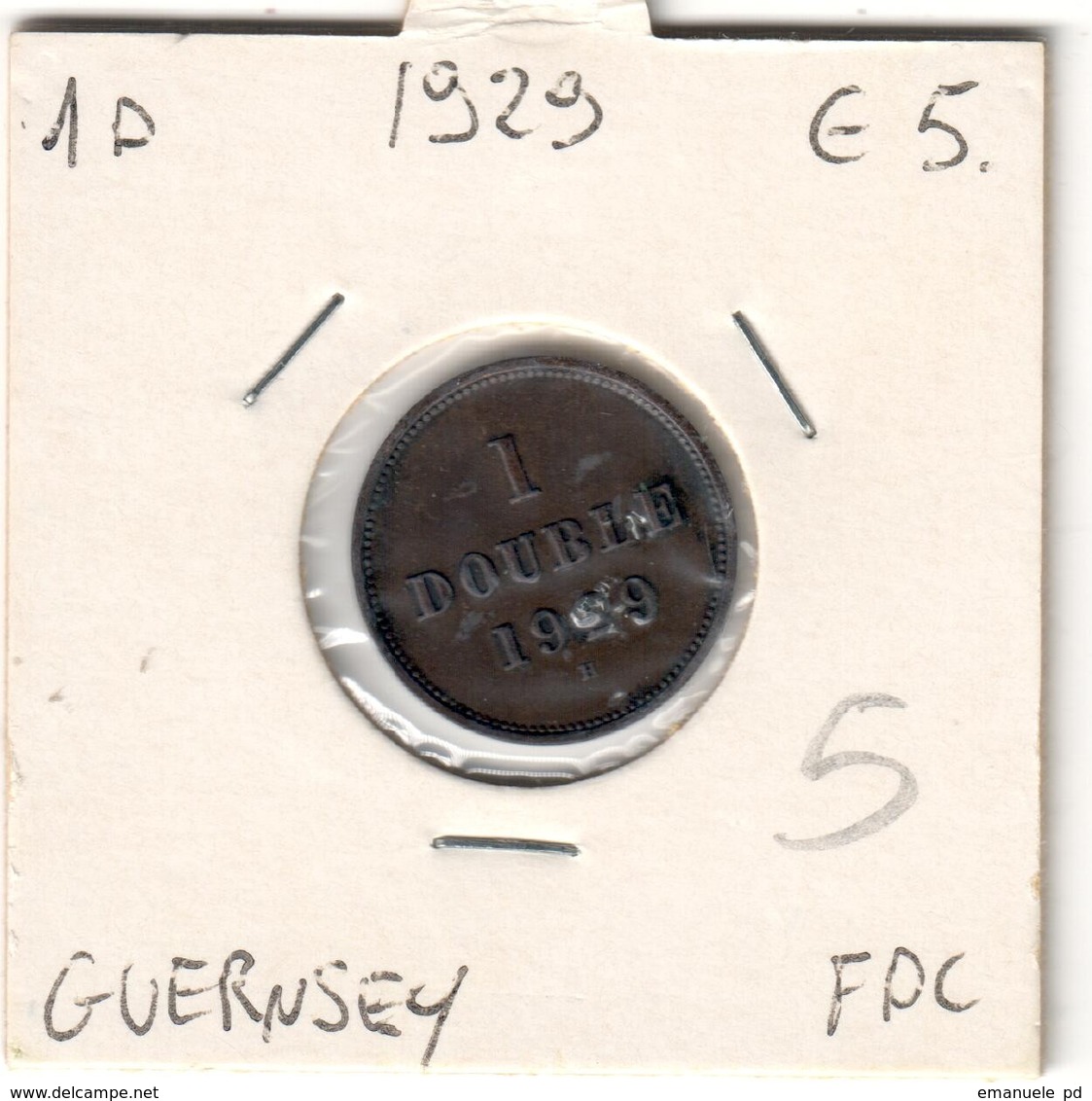 Guernesey 1 Double 1929 AUNC - Guernesey