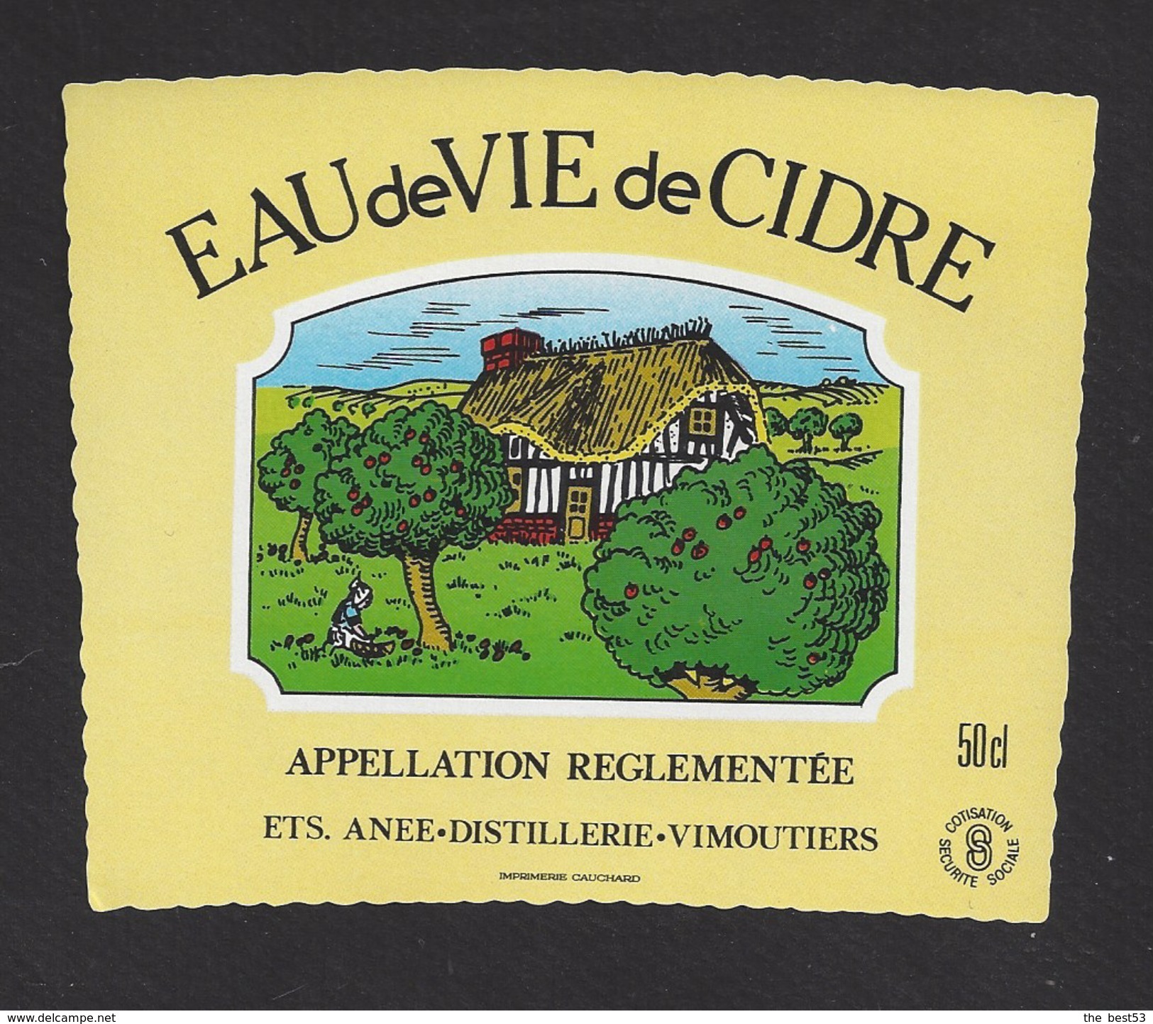 Etiquette D'Eau De Vie De Cidre -  50 Cl  -  Ets Anée  à  Vimoutiers  (61) - Other & Unclassified