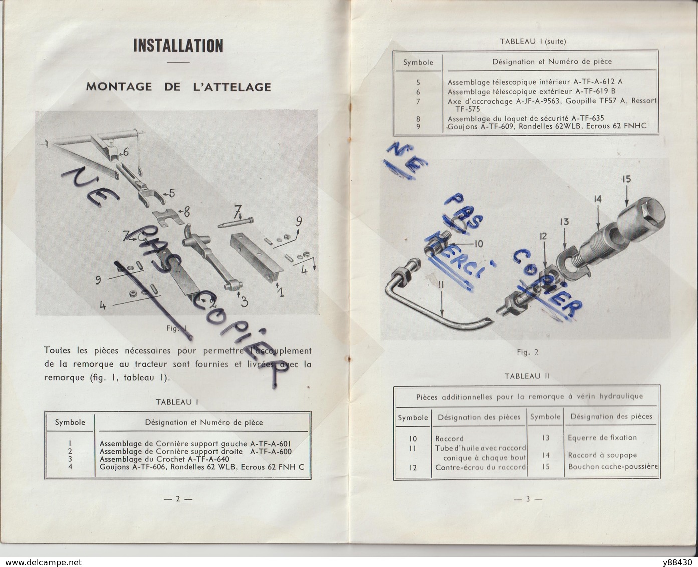 Livret Pour REMORQUE SEMI PORTEE  Des Années 50 - HARRY FERGUSON DE FRANCE - 24 Pages - 13 Scan. - Machines