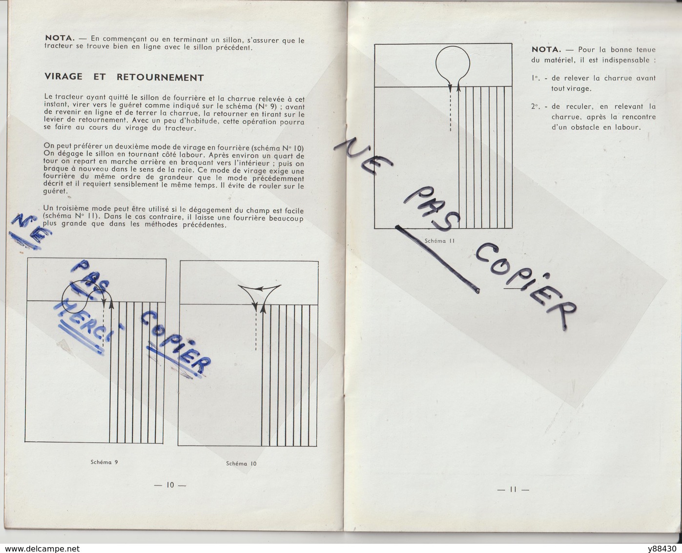 Livret pour CHARRUES REVERSIBLES  des années 50 - HARRY FERGUSON DE FRANCE - 16 pages - 9 scan