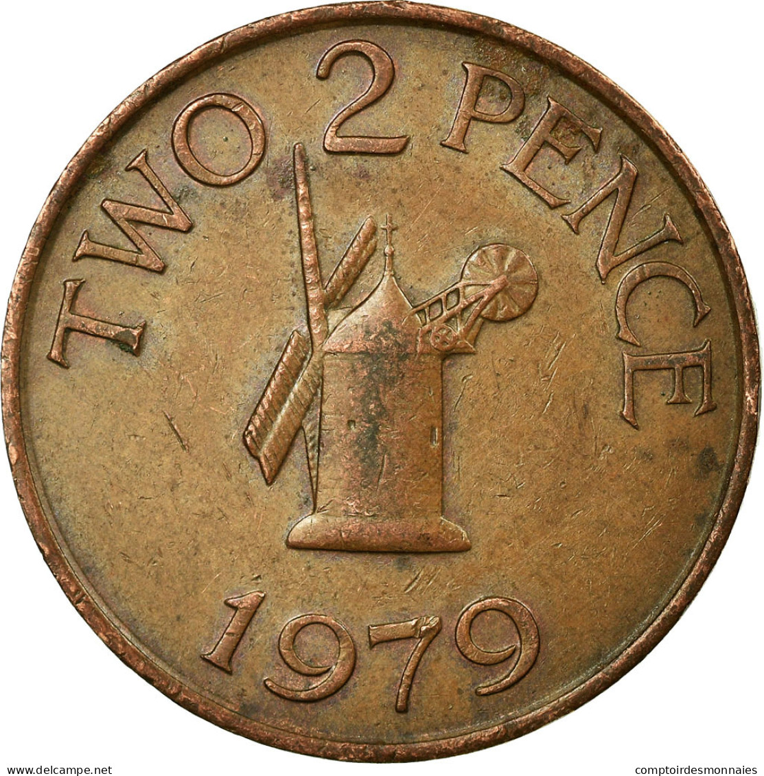 Monnaie, Guernsey, Elizabeth II, 2 Pence, 1979, Heaton, TB+, Bronze, KM:28 - Guernsey