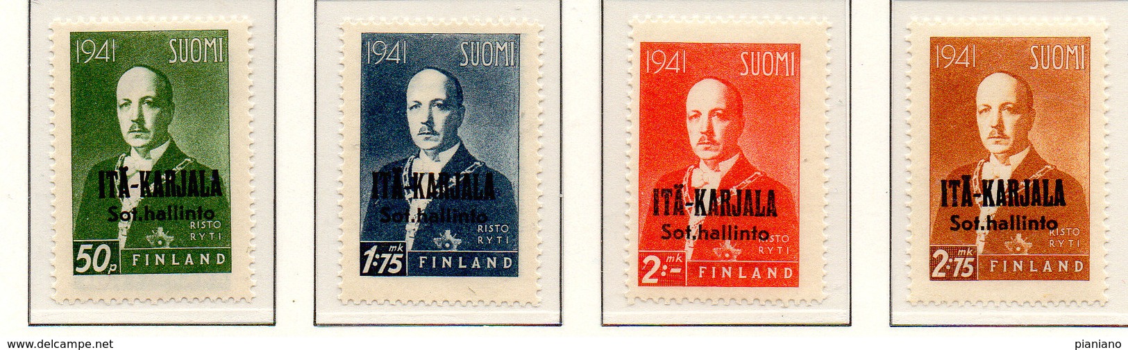 PIA - FINL- CARELIA ORIENTALE - 1942 : Francobolli Di Finlandia (Presidente Risto Ryti) Sovrastampati  - (Yv  22-27) - Local Post Stamps