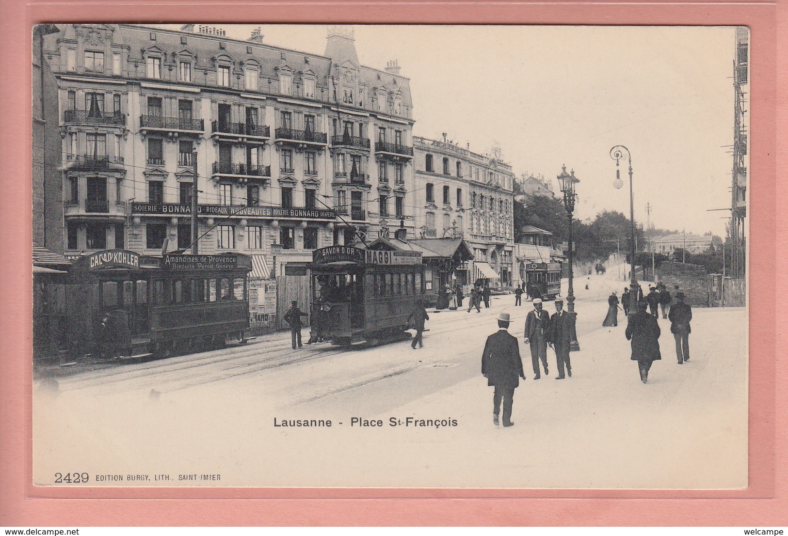 OUDE POSTKAART ZWITSERLAND  -  SCHWEIZ -    SUISSE -   LAUSANNE - TRAM - GEANIMEERD 1900'S - Lausanne