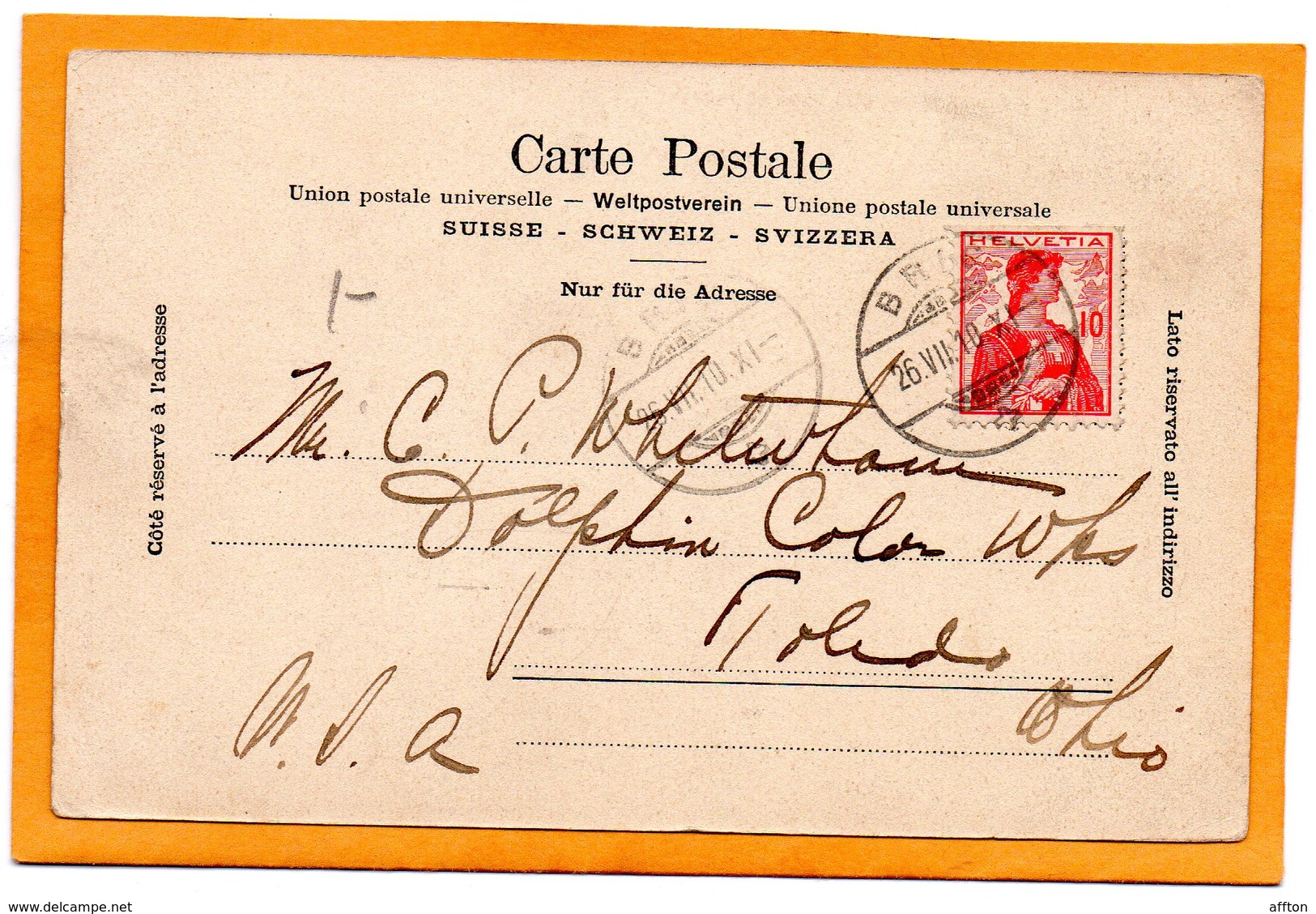 Brig Hotel Couronne Et Post Swizterland 1910 Postcard - Autres & Non Classés