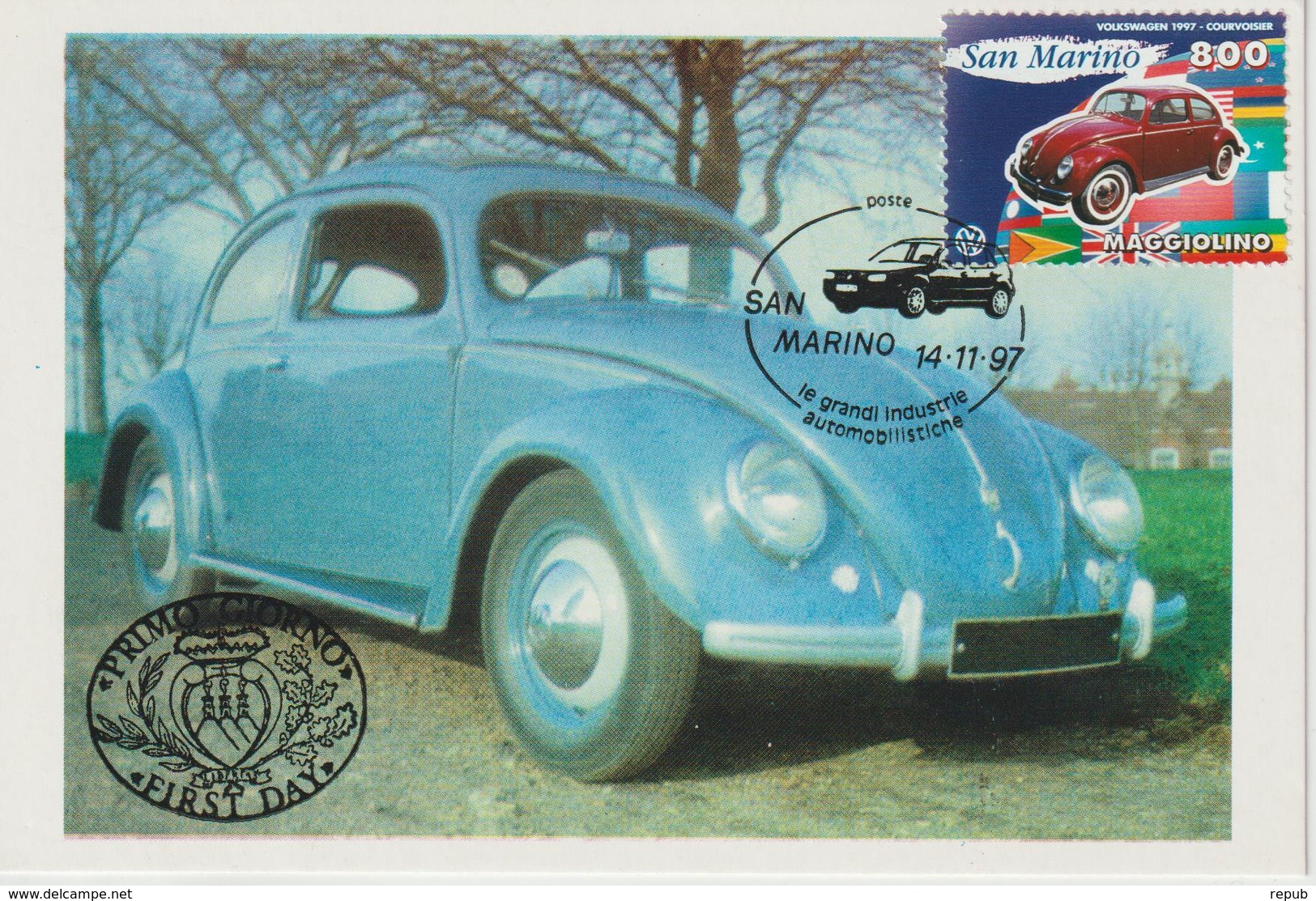 Saint Marin Carte Maximum 1997 Automobile Volkswagen 1544 - Lettres & Documents