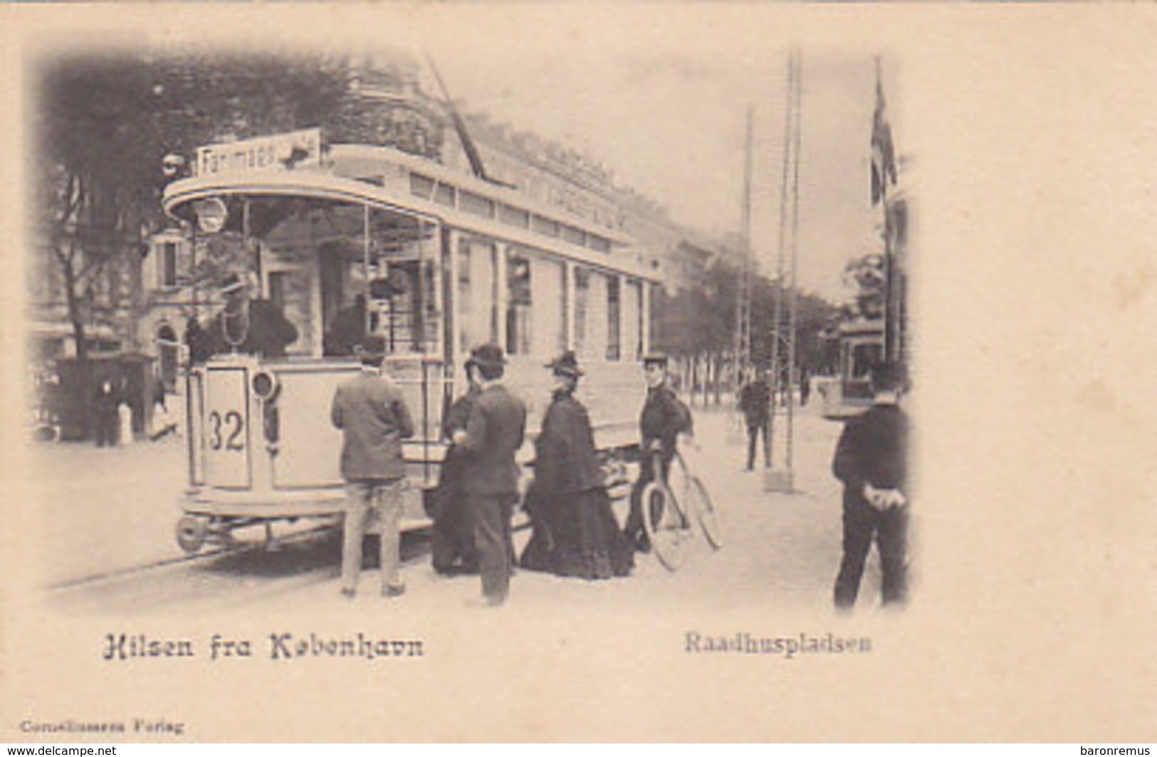 Hilsen Fra Kobenhavn - Raadhuspladsen Mit Tram-Grossaufnahme       (190507) - Dinamarca