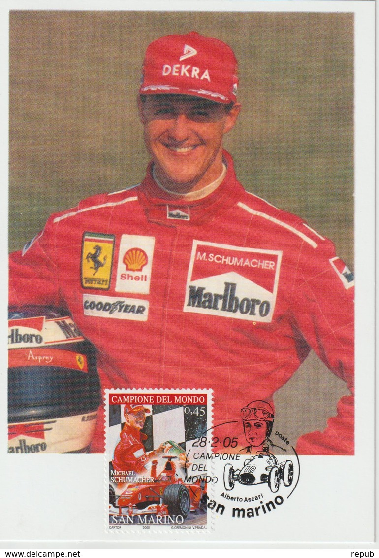 Saint Marin Carte Maximum 2005 Pilotes Ferrari M Schumacher 1980 - Storia Postale