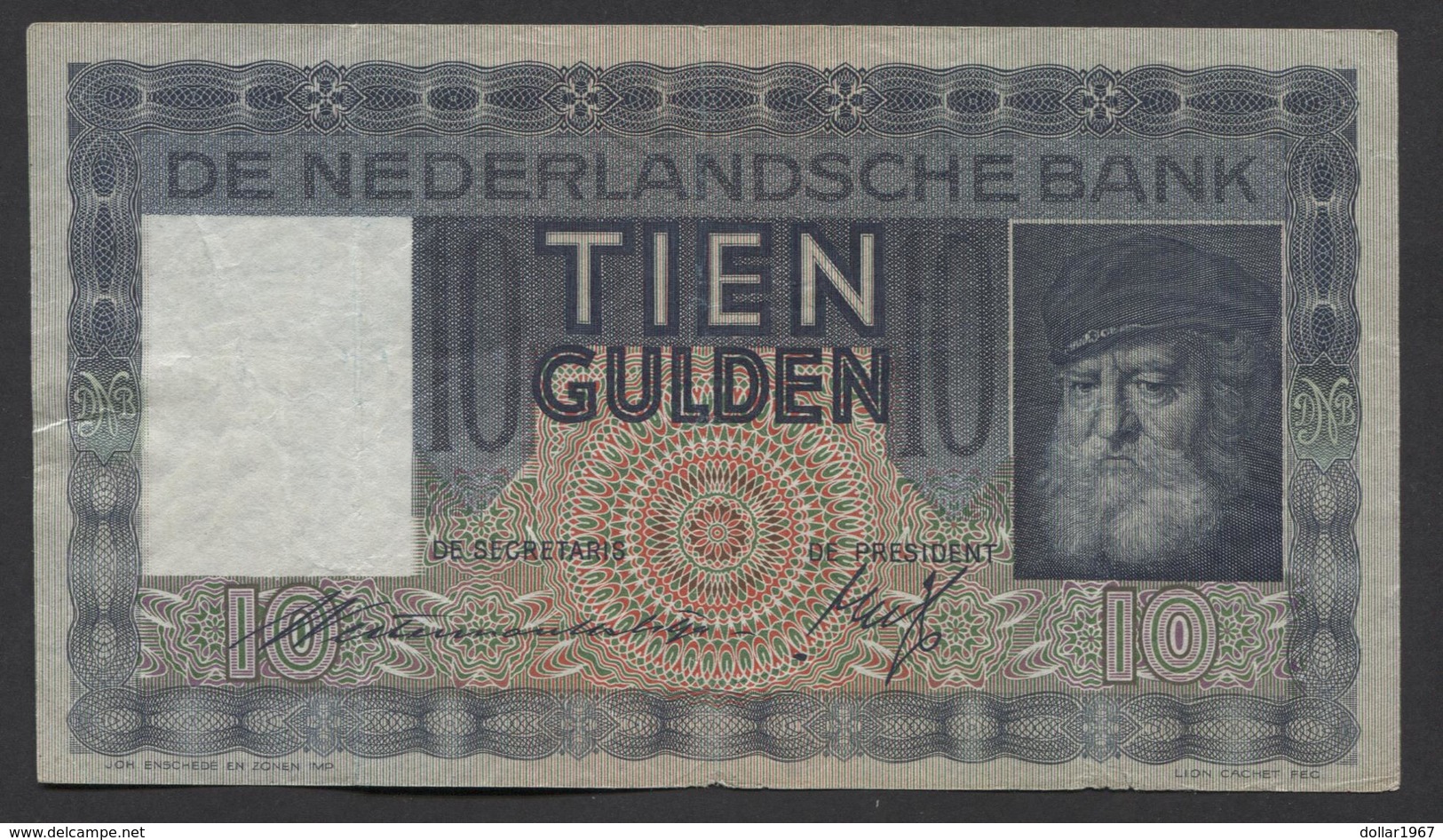 Netherlands  10 Gulden 1-6-1933 - 11-10-1939 , NO: MM 033611 - See The 2 Scans For Condition.(Originalscan ) - 10 Florín Holandés (gulden)