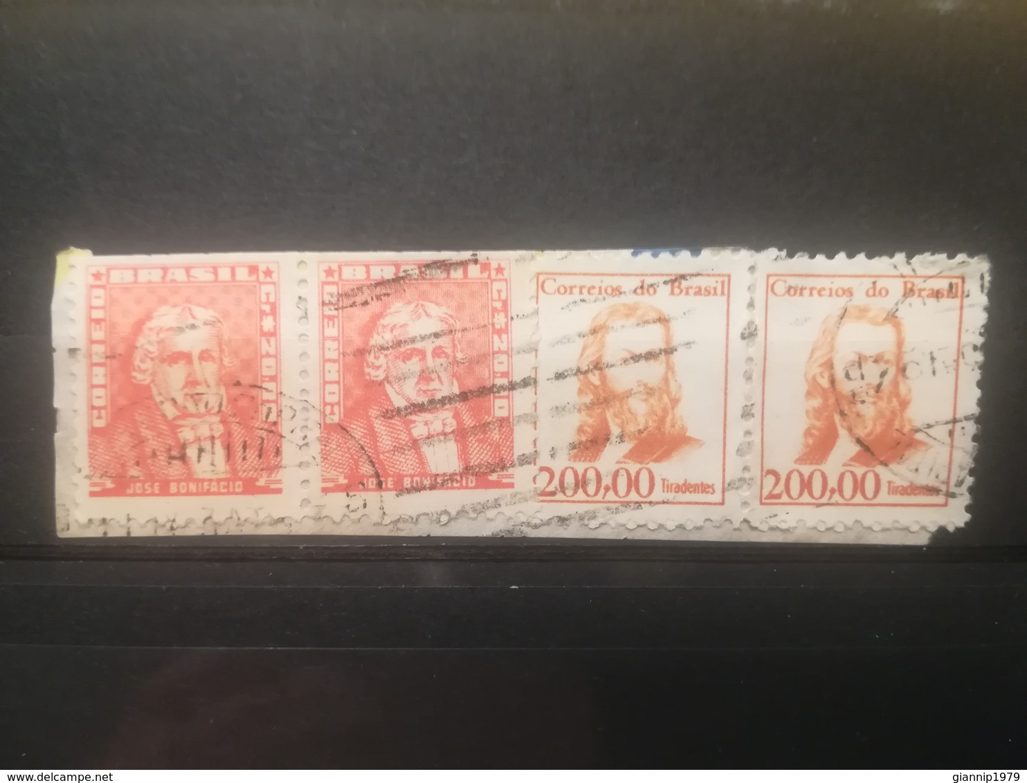 FRANCOBOLLI STAMPS BRASILE BRASIL 1955 - 65 USED SU FRAMMENTO BLOCCO SERIE PERSONALITA' FRAGMENT - Usati