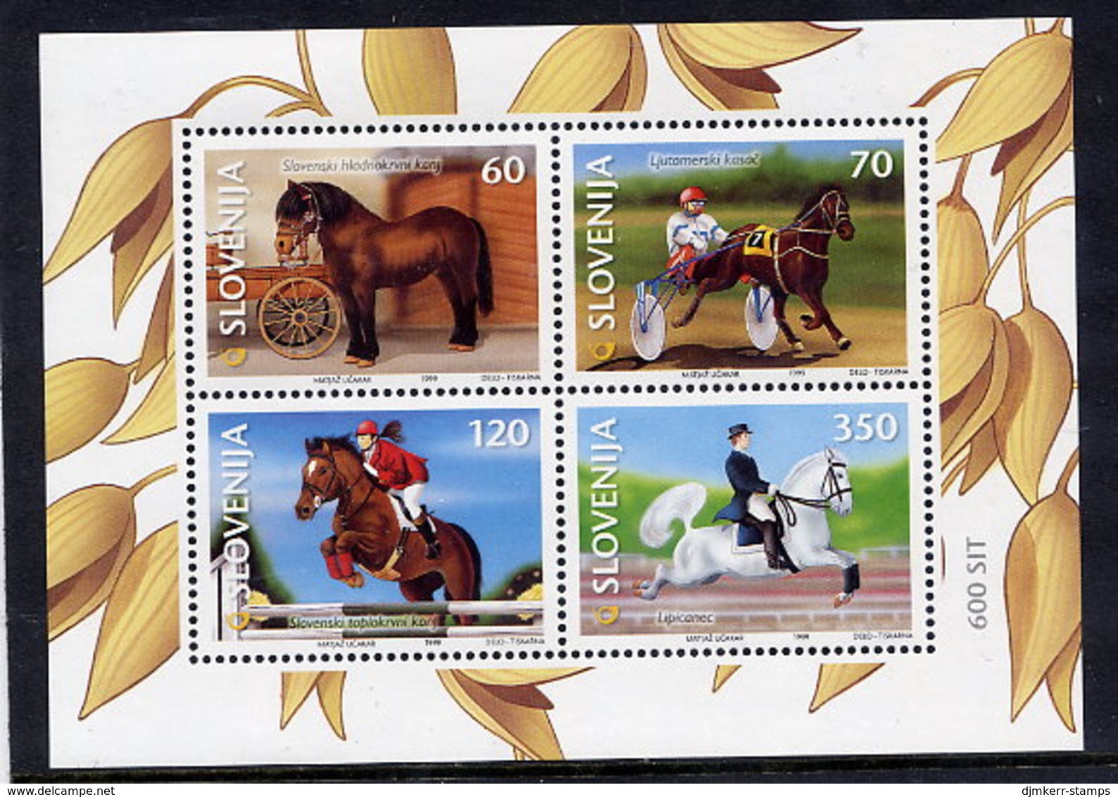 SLOVENIA 1999 Horses: Equestrian Sports Block MNH / **.  Michel Block 9 - Slowenien