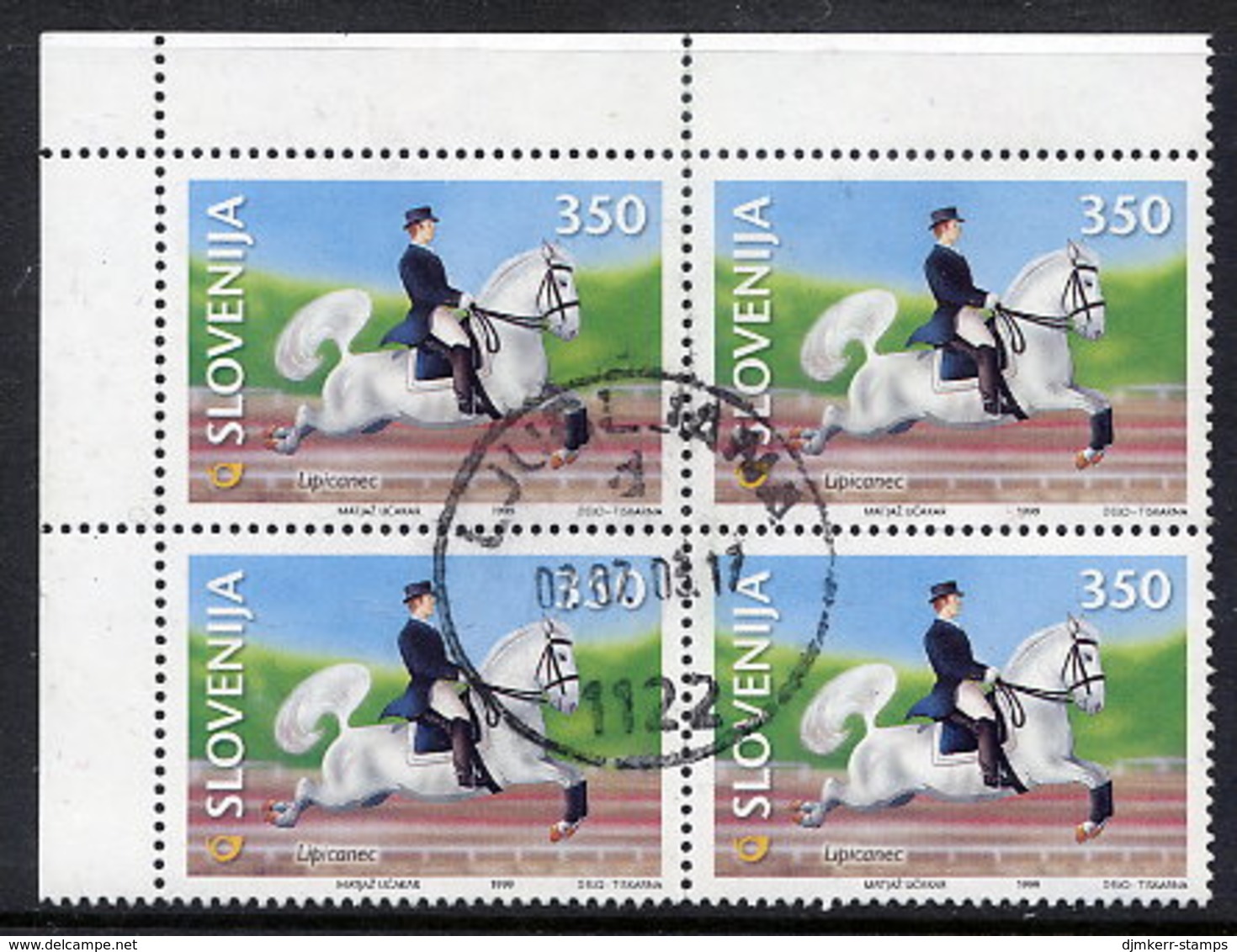 SLOVENIA 1999 Horses: Equestrian Sports 350 T Used. Block Of 4.  Michel 266 - Eslovenia