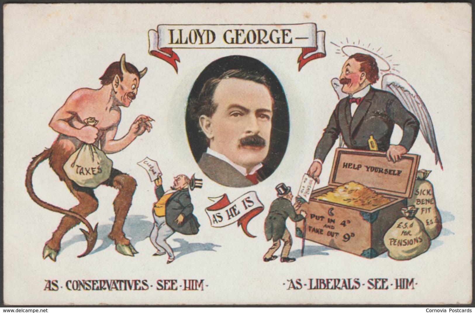 Lloyd George, As Conservatives And Liberals See Him, C.1910 - Postcard - Humour