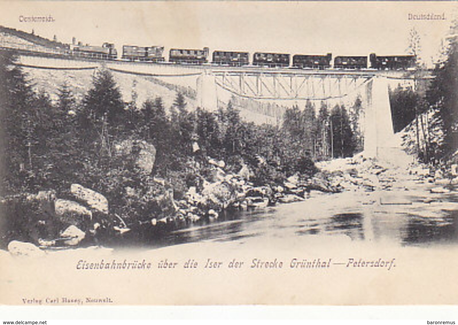 Eisenbahnbrücke Mit Dampfzug Auf Der Strecke Grünthal-Petersdorf       (190507) - Eisenbahnen