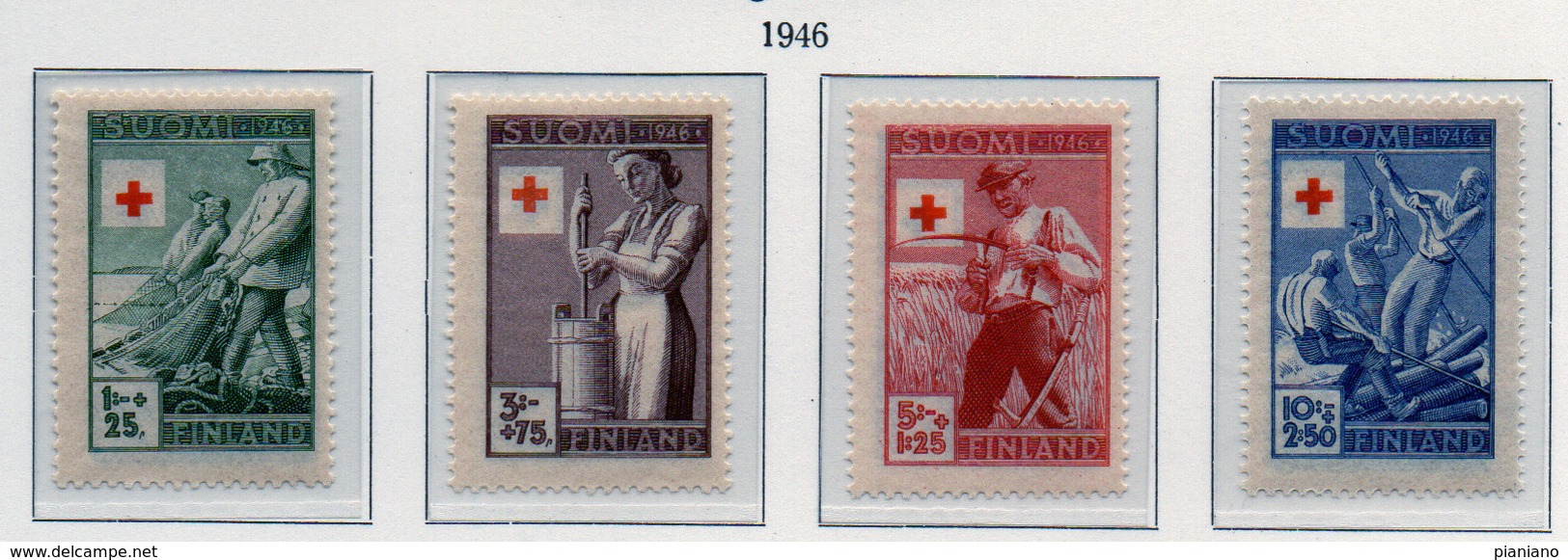 PIA - FINLANDIA  - 1946 : Pro Croce Rossa - Attività Lavorative   - (Yv 305-08) - Primo Soccorso