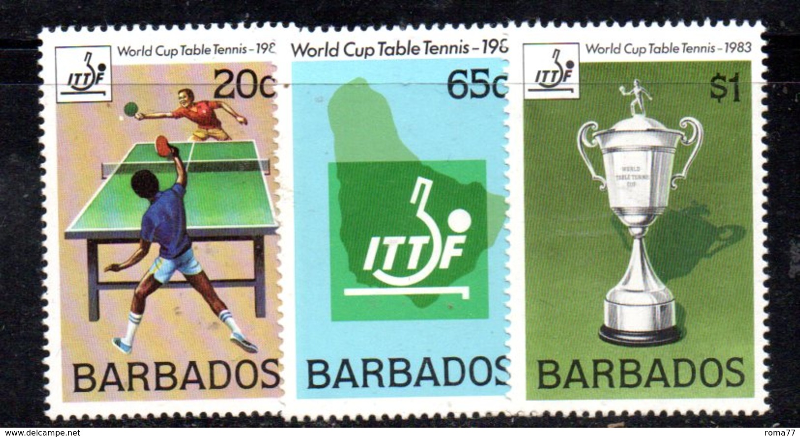 CI895a - BARBADOS 1983, Serie Yvert N. 584/586 ***  MNH   (2380A) . Ping Pong - Barbados (1966-...)