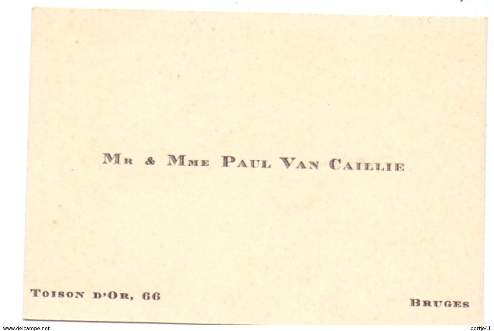 Visitekaartje - Carte Visite - Mr & Mme Paul Van Caillie -  Bruges Brugge - Cartes De Visite
