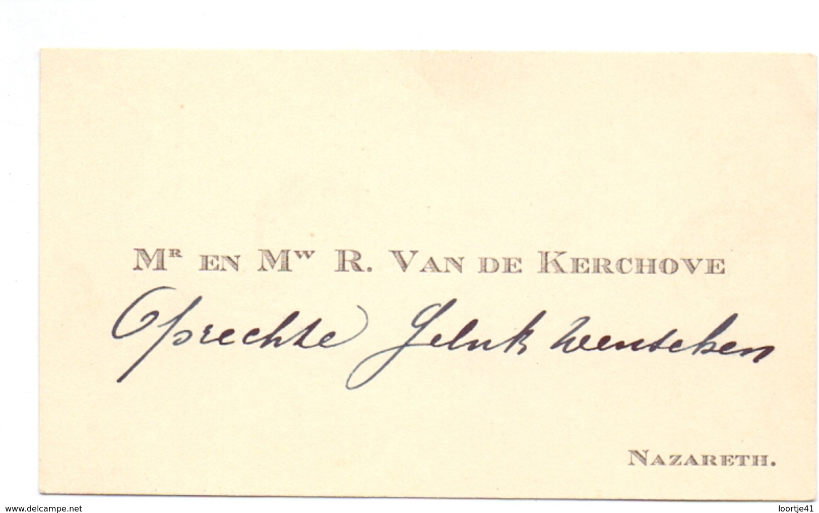 Visitekaartje - Carte Visite - Mr & Mme R. Van De Kerchove - Nazareth - Cartes De Visite