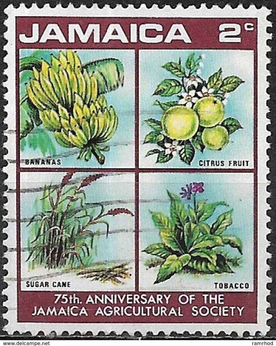 JAMAICA 1970 75th Anniv Of Jamaican Agricultural Society - 2c Bananas, Citrus, Sugar-Cane And Tobacco FU - Jamaica (1962-...)