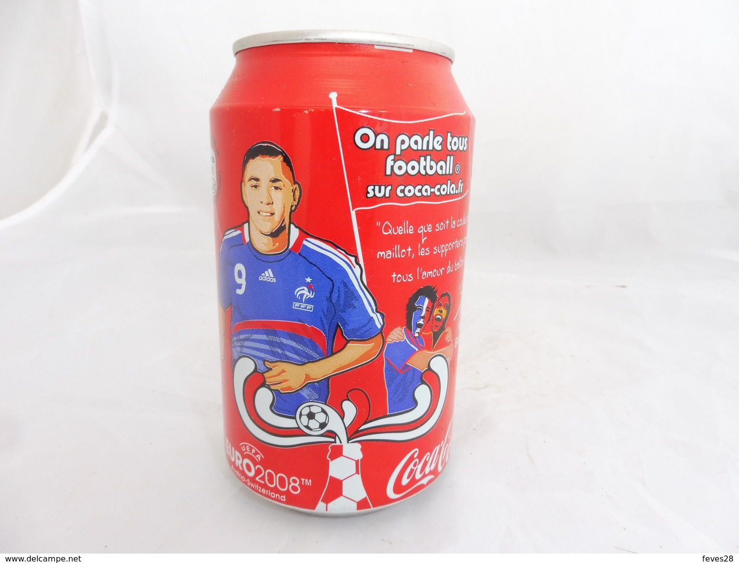 COCA COLA® CANETTE VIDE EURO 2008 ON PARLE TOUS FOOTBALL KARIM BENZEMA 2009 FRANCE 33 Cl - Cannettes