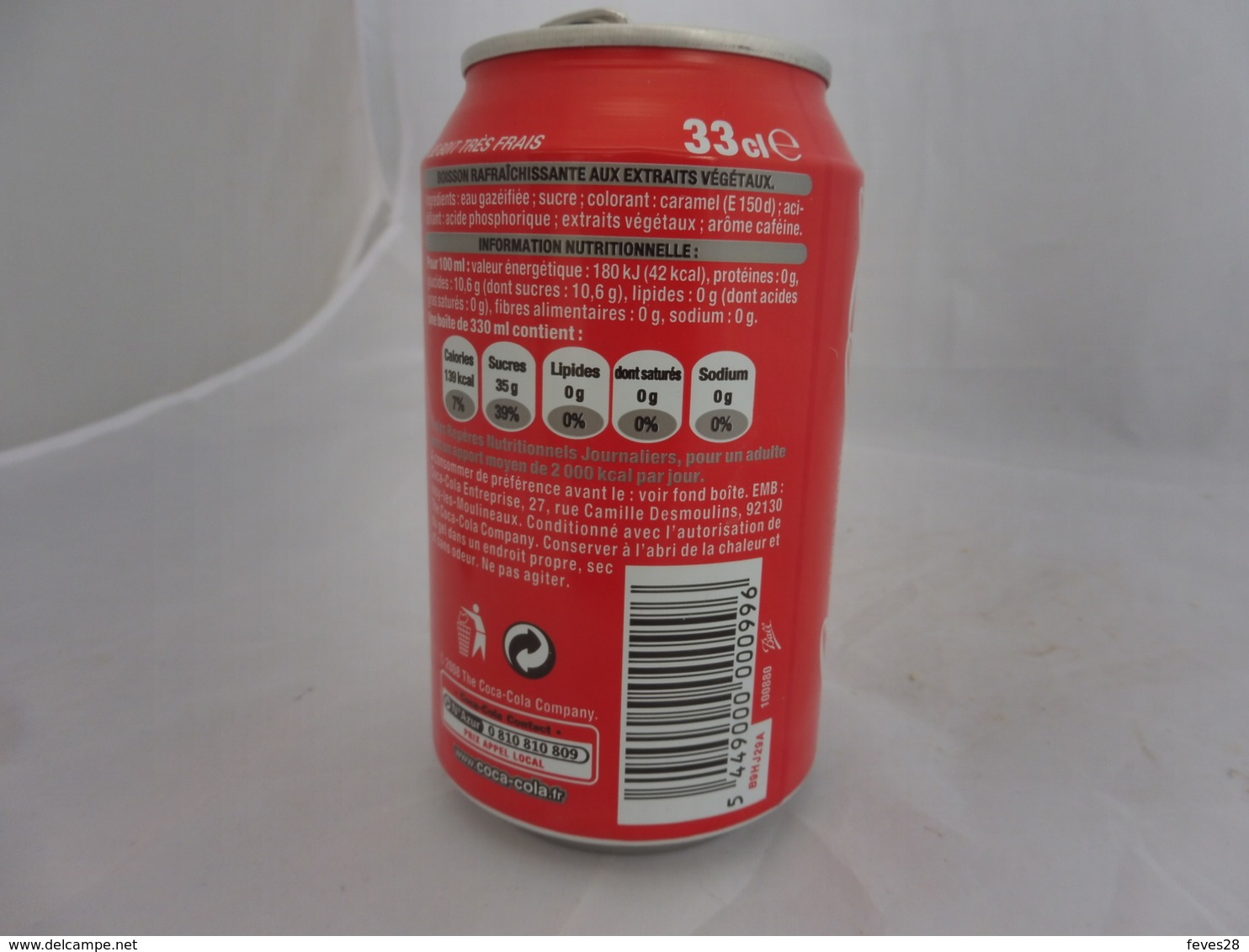 COCA COLA® CANETTE VIDE SANS CONSERVATEUR AJOUTES 2010 FRANCE 33 Cl - Blikken