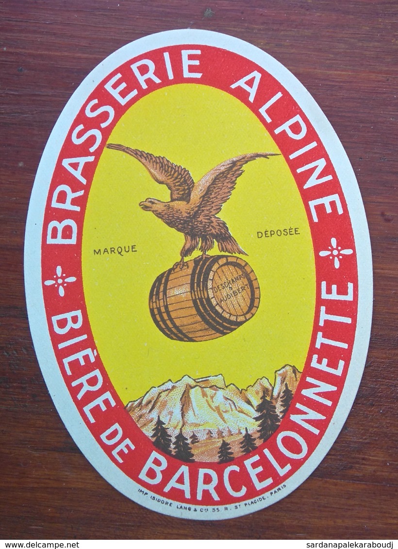 Hautes-Alpes : étiquette Pour La BIERE De Barcelonnette / Brasserie Alpine, V. 1950 - Other & Unclassified