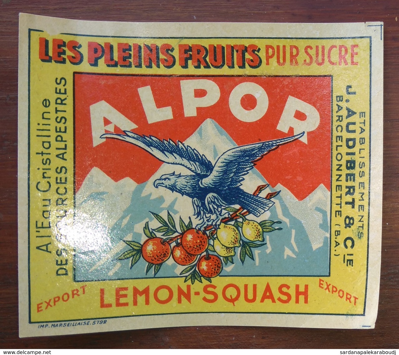 étiquette Pour Le JUS De FRUIT " ALPOR / Lemon Squash ", V. 1950 - Autres & Non Classés