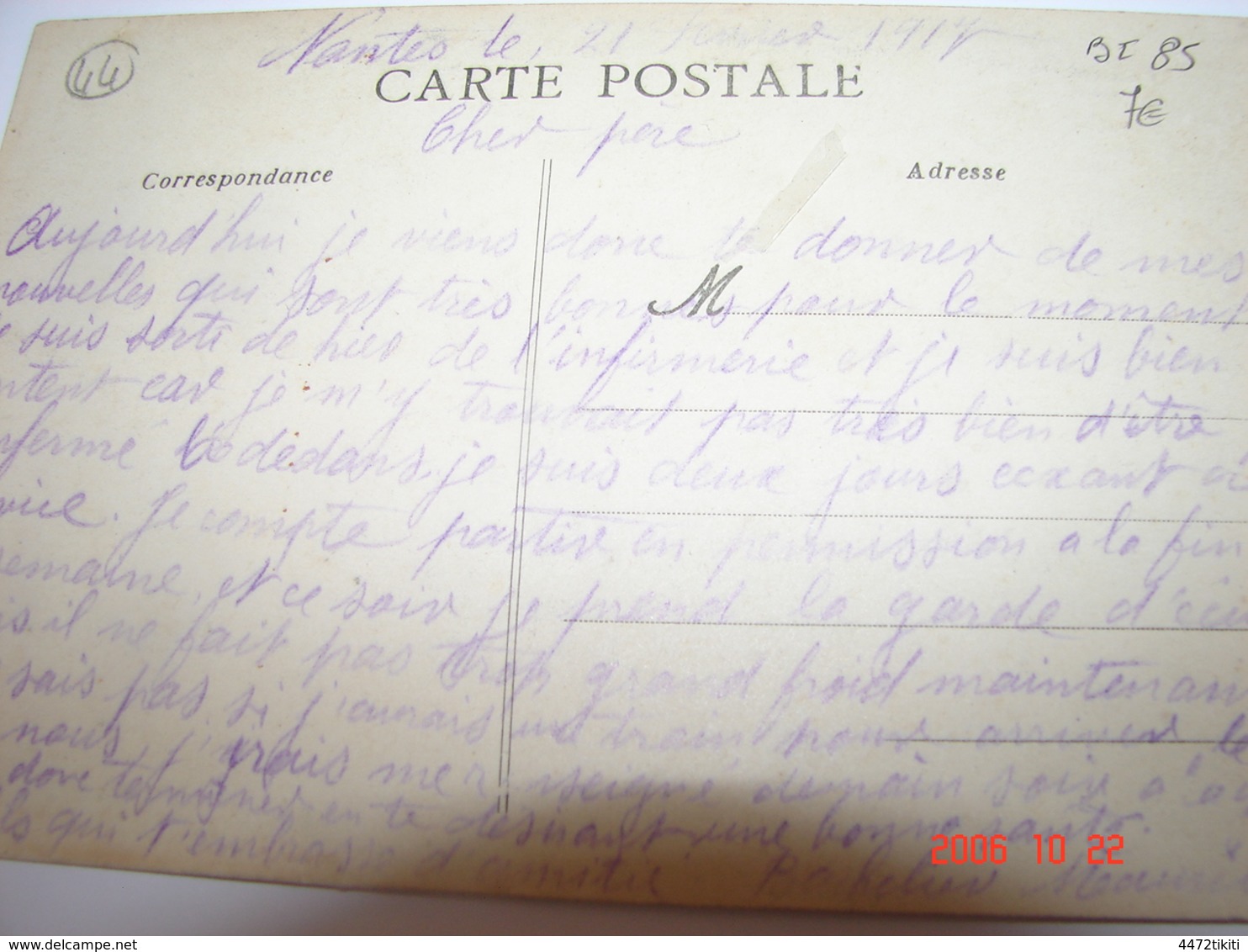 C.P.A.- Nantes (44) - Caserne Du 51ème Régiment D'Artillerie - Le Mess Des Sous Officiers - 1917 - SUP (BI 85) - Nantes