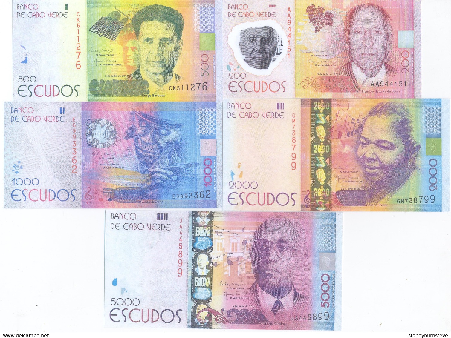 Cape Verde 5 Note Set 2014 COPY - Capo Verde