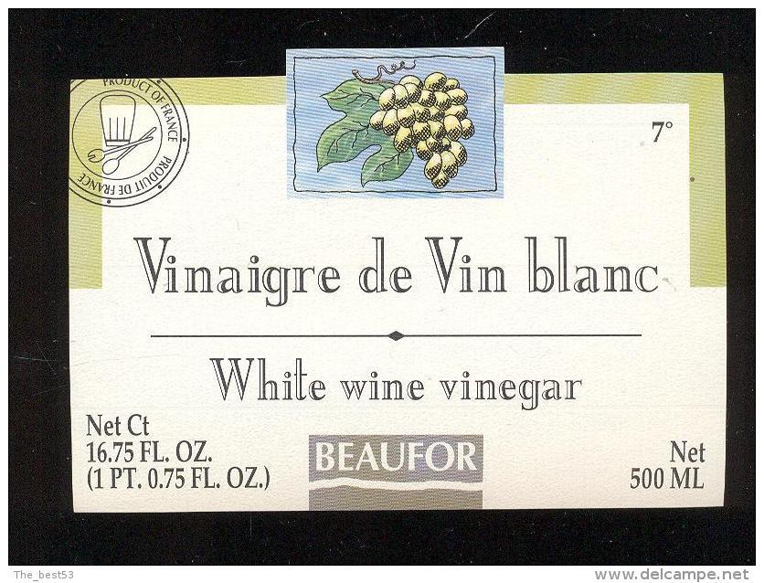 Etiquette  De Vinaigre De Vin Blanc  -  Beaufor   France - Autres & Non Classés