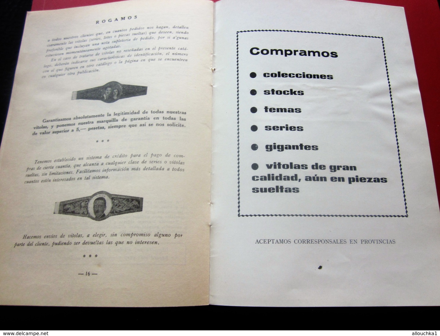 ANILLOS DE CIGARO CATALOGO DE PRECIOS BAGUES CIGARES Facturas de papel antiguas y documentos comerciales de España-1965