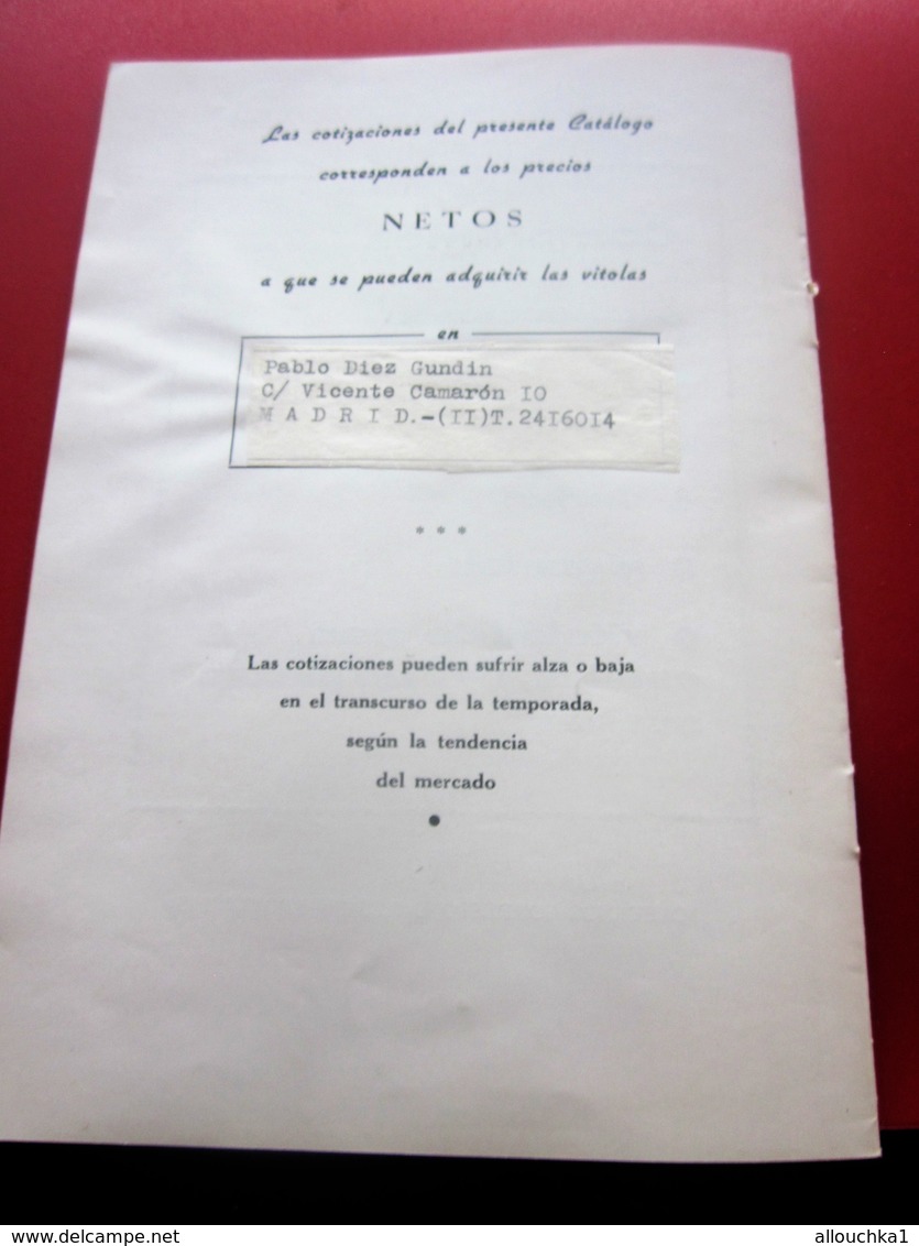 ANILLOS DE CIGARO CATALOGO DE PRECIOS BAGUES CIGARES Facturas de papel antiguas y documentos comerciales de España-1965