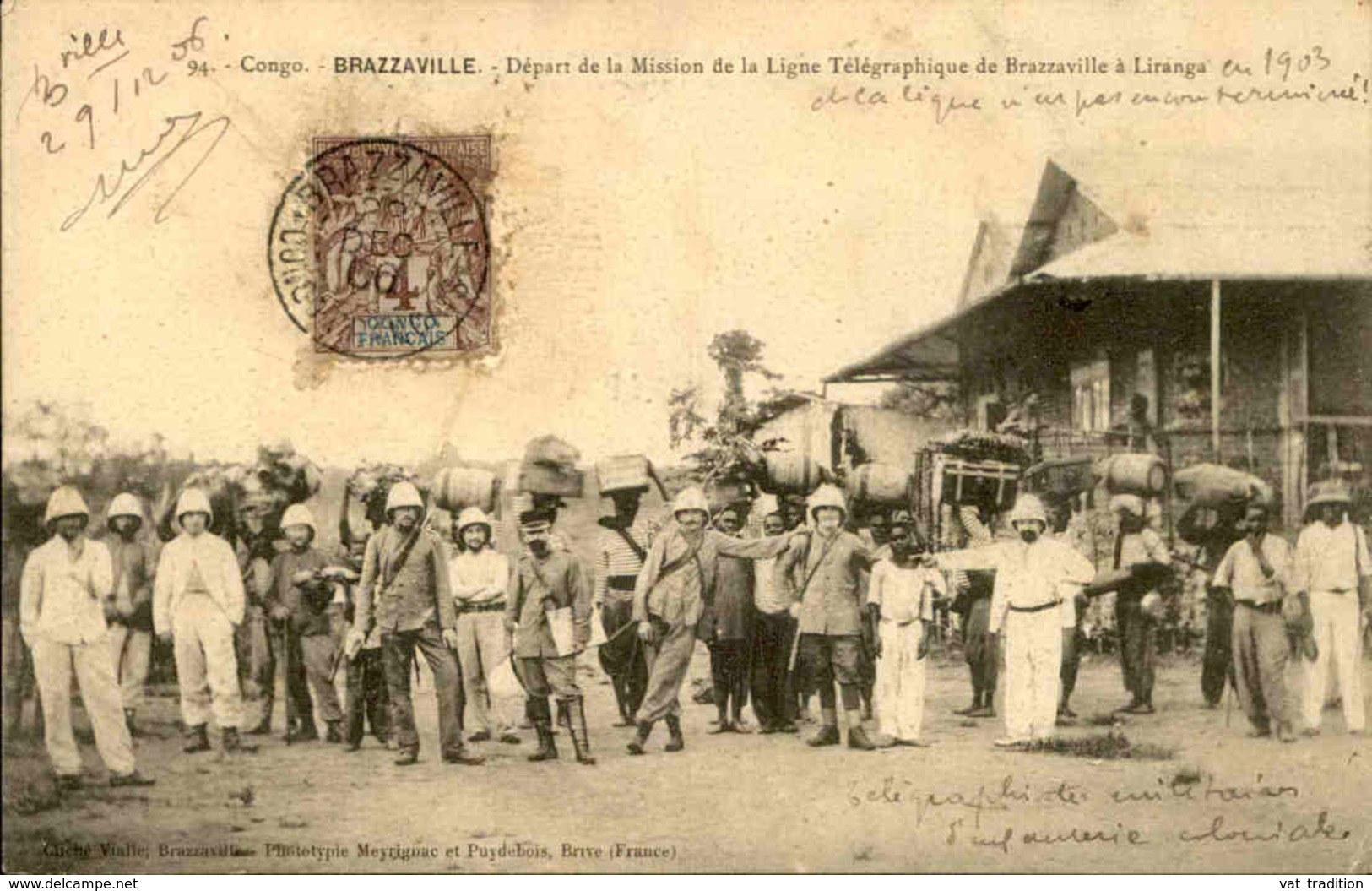 CONGO - Carte Postale - Brazzaville - Départ De La Mission De La Ligne Télégraphique De Brazzaville à Liranga - L 29376 - Brazzaville