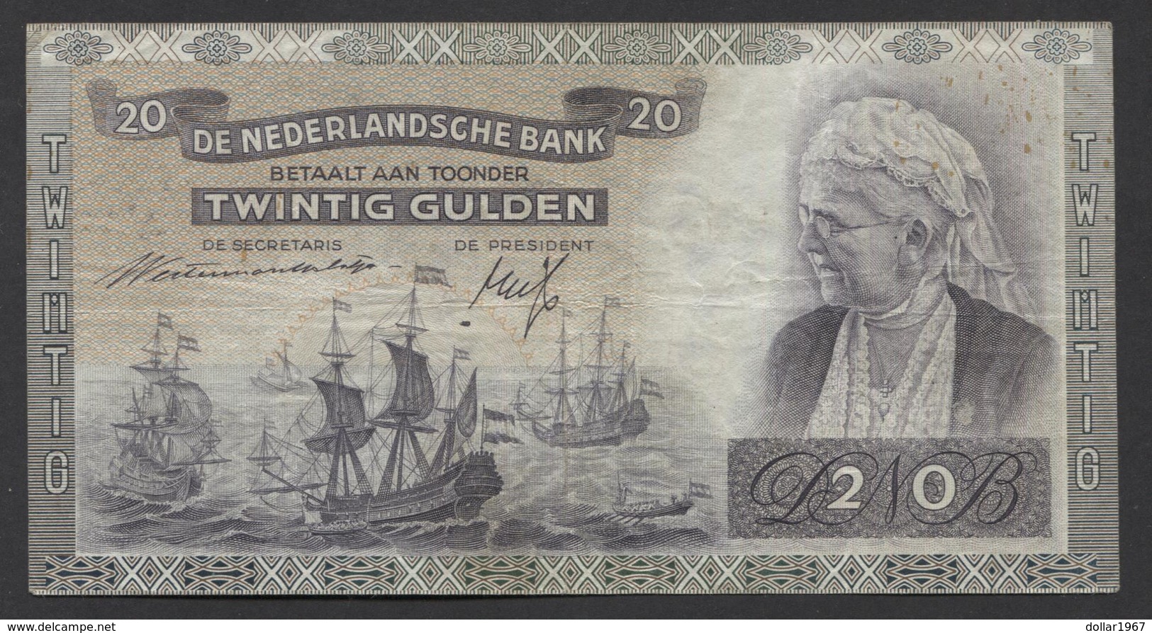 Netherlands  20 Gulden 09-07-1939 - NO: DN 100188 Replacement  - See The 2 Scans For Condition.(Originalscan ) - 20 Gulden