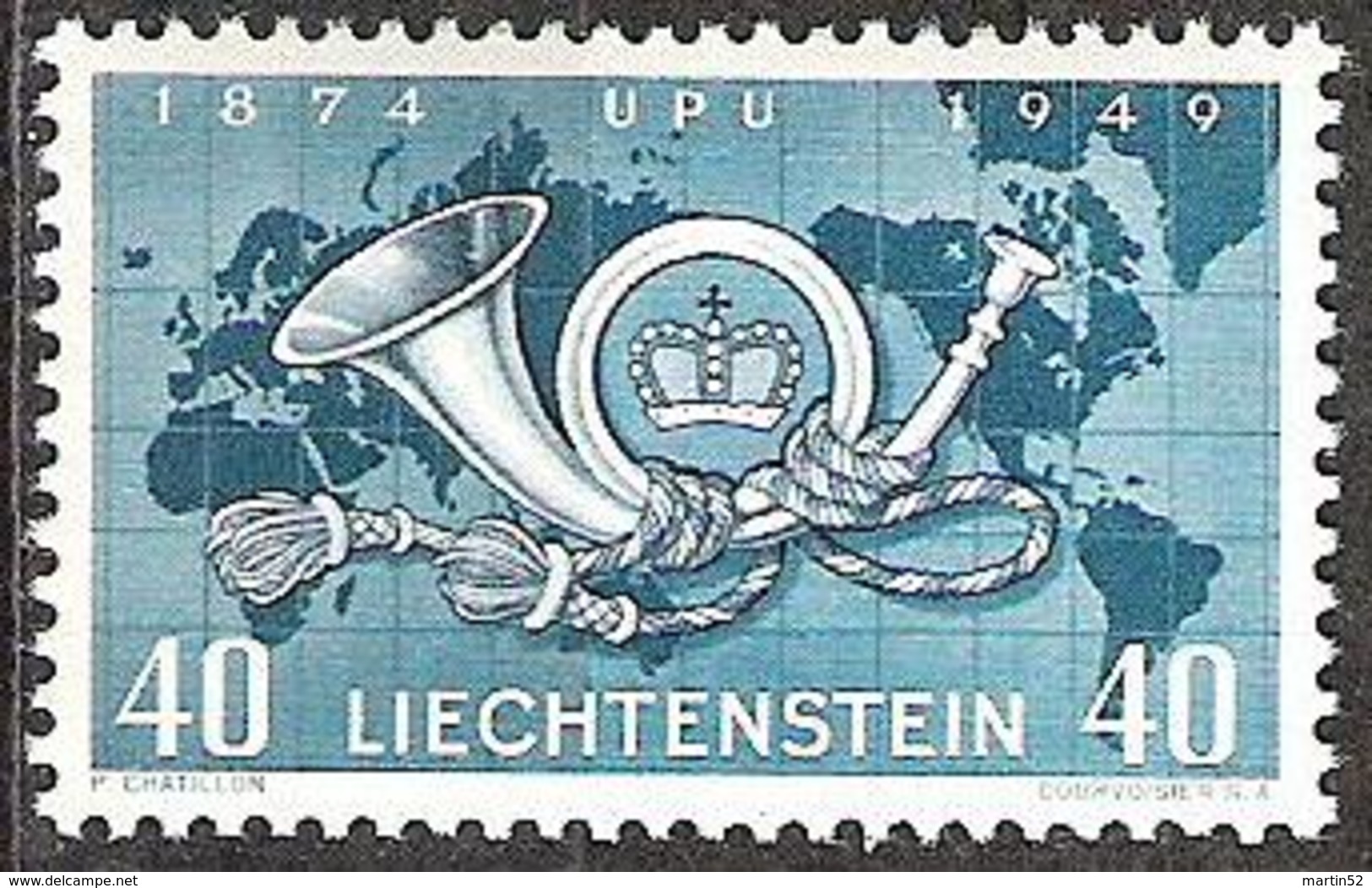 Liechtenstein 1949: 75 Jahre UPU  Zu 227 Mi 277 Yv 242 ** Postfrisch MNH (Zumstein CHF 7.00) - Neufs