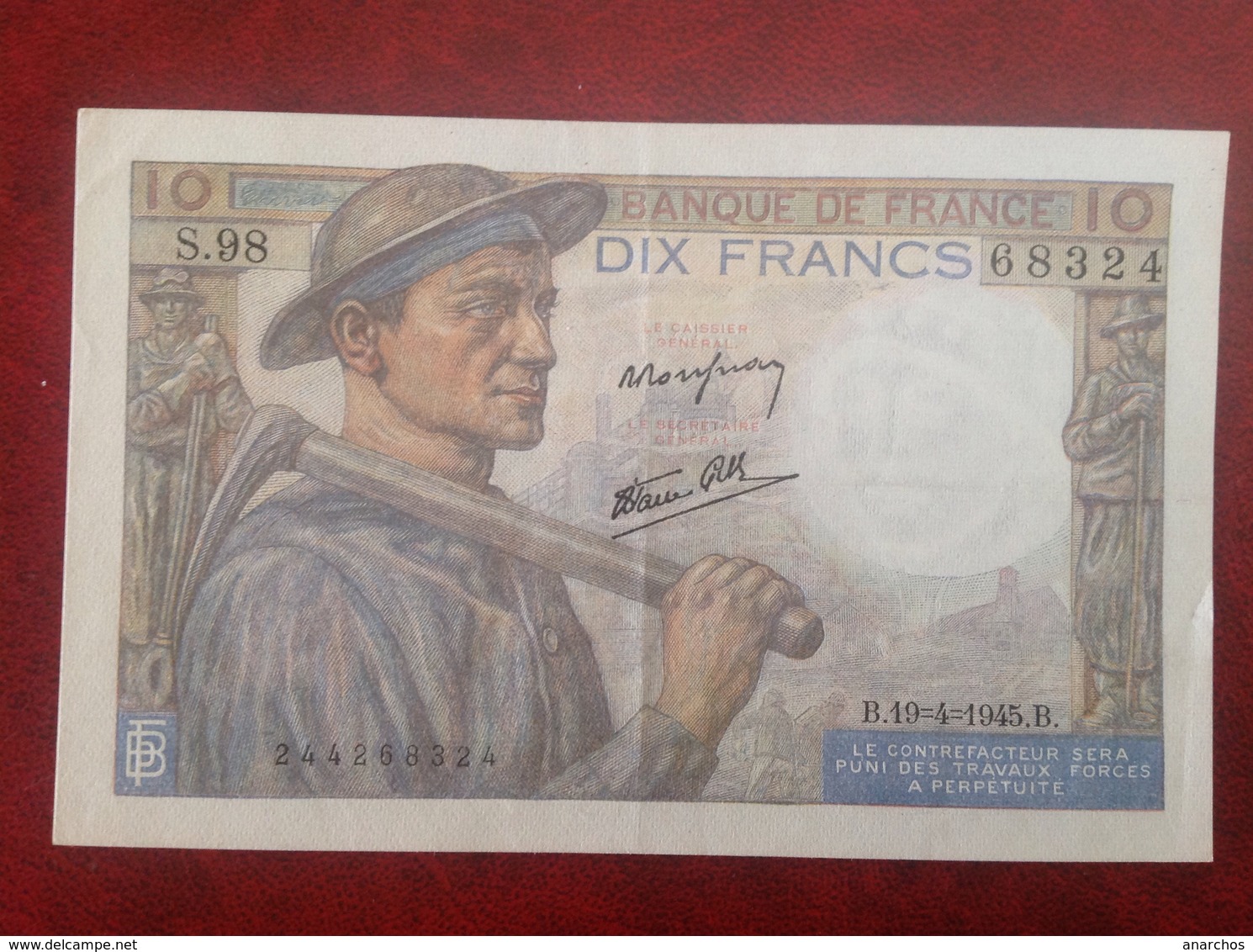 France Billet 10 Dix Francs Mineur - 10 F 1941-1949 ''Mineur''