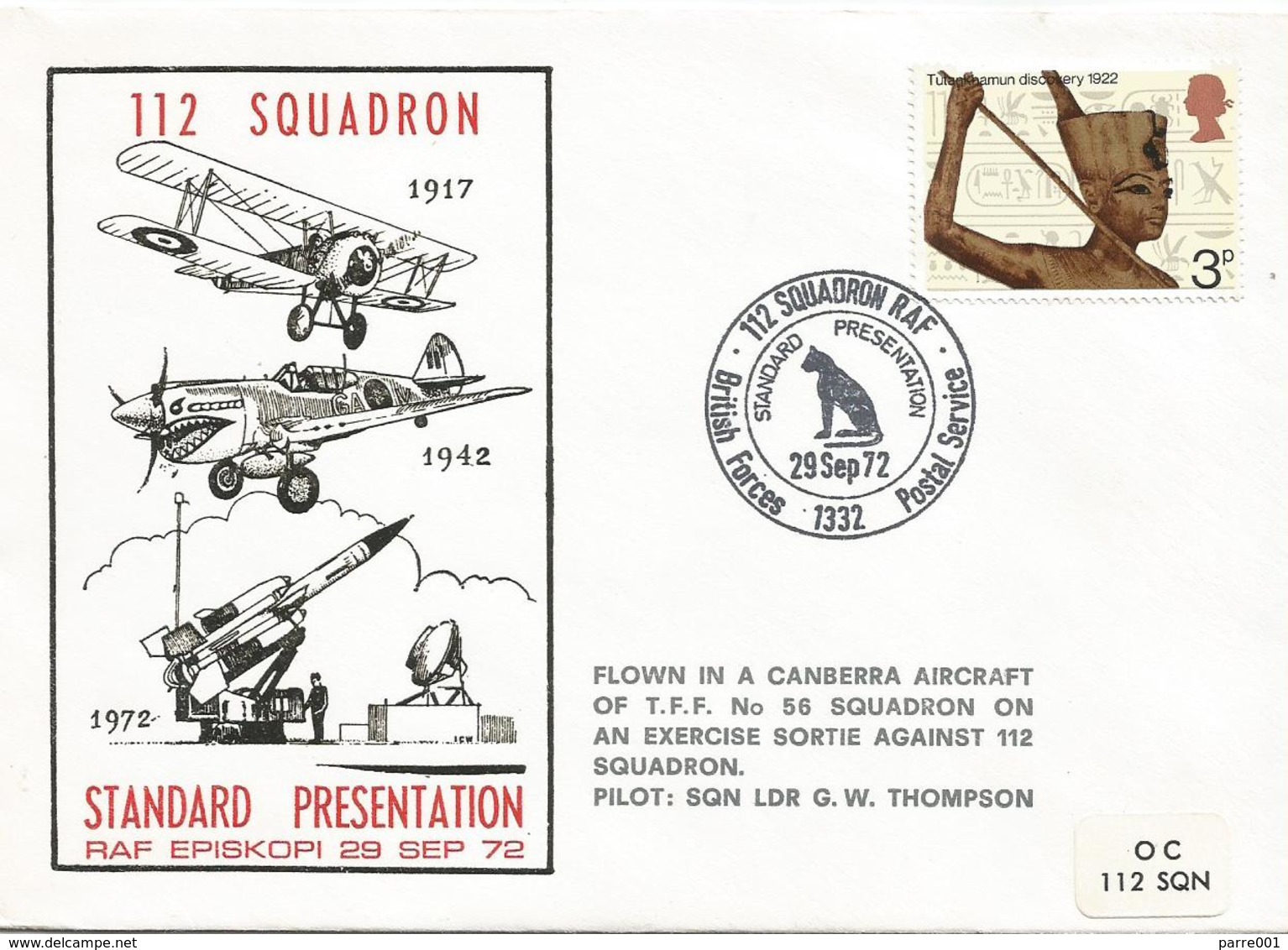 Cyprus 1972 BFPS 1332 Episkopi RAF 112 Squadron Military Forces Egyptian Cat Cover - Brieven En Documenten