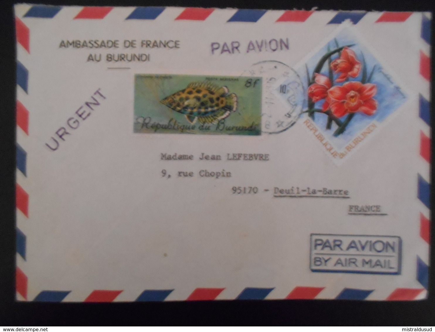 Burandi Lettre De Bujumbura 1975 Pour Deuil-la-barre - Oblitérés