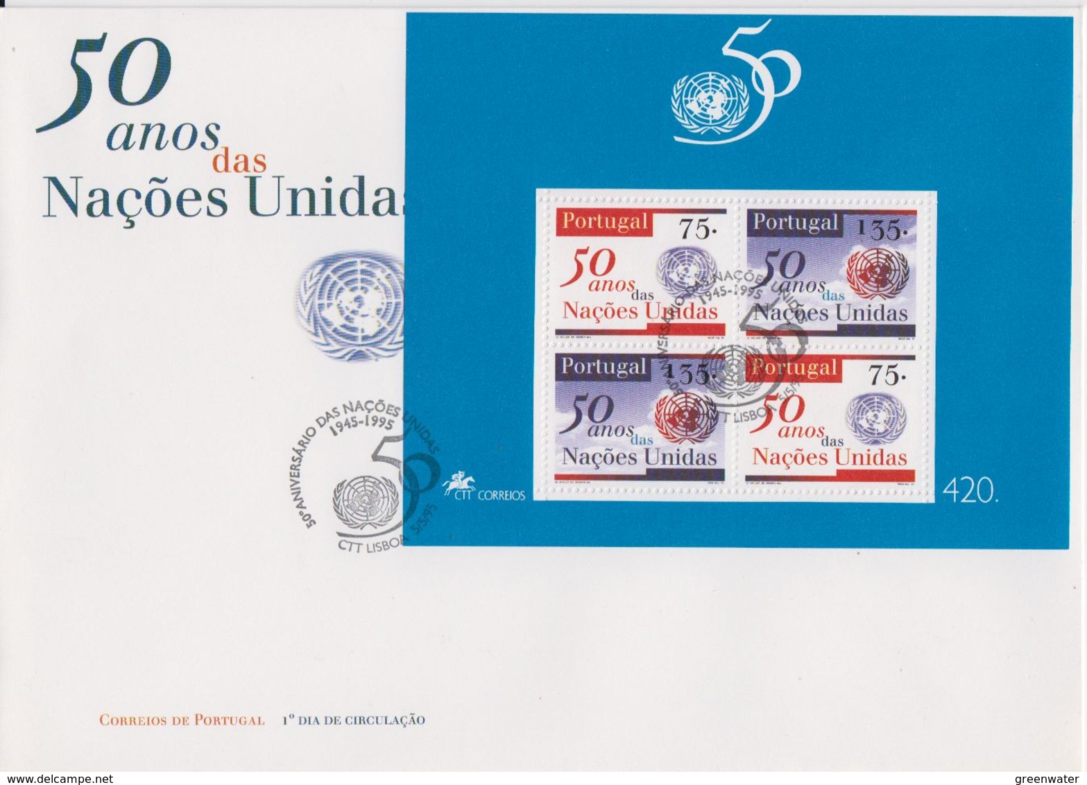 Portugal 1995 50Y UNO United Nations M/s FDC (F7797) - FDC