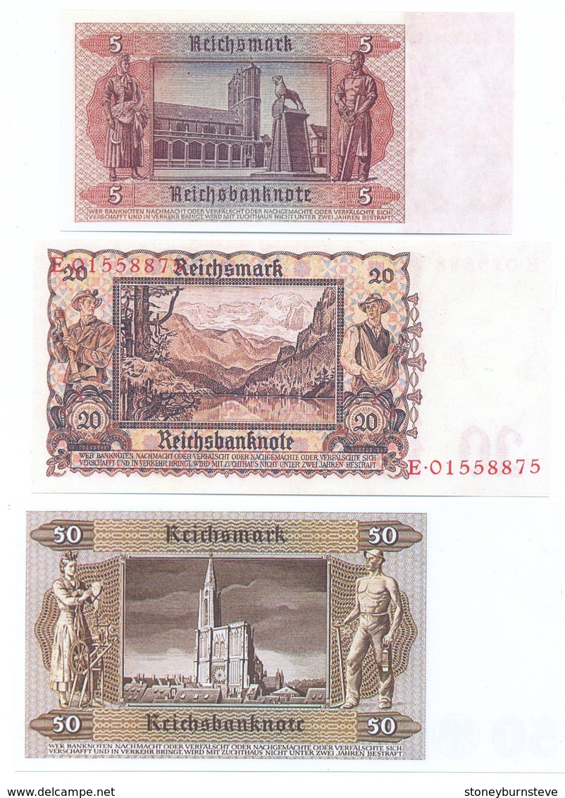 Germany 3 Note Set 1939-42 COPY - Otros & Sin Clasificación