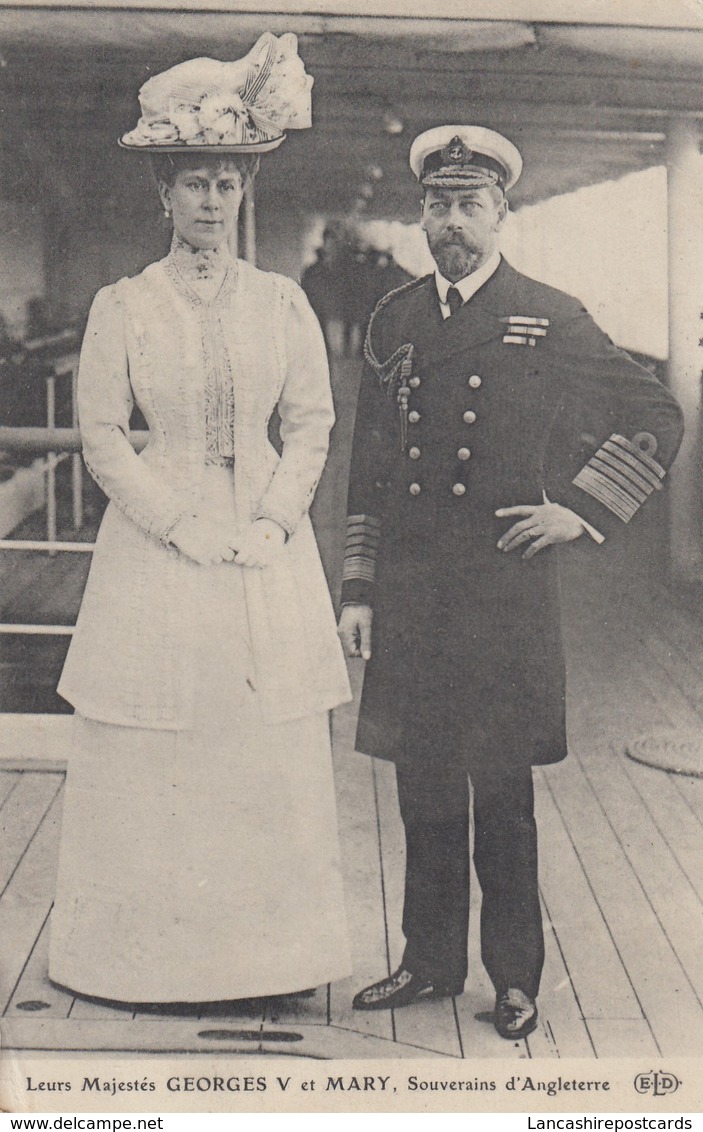 Postcard George V And Queen Mary [ On Board Ship ? ] PU 1914 A French Card To Bromborough My Ref  B13231 - Royal Families