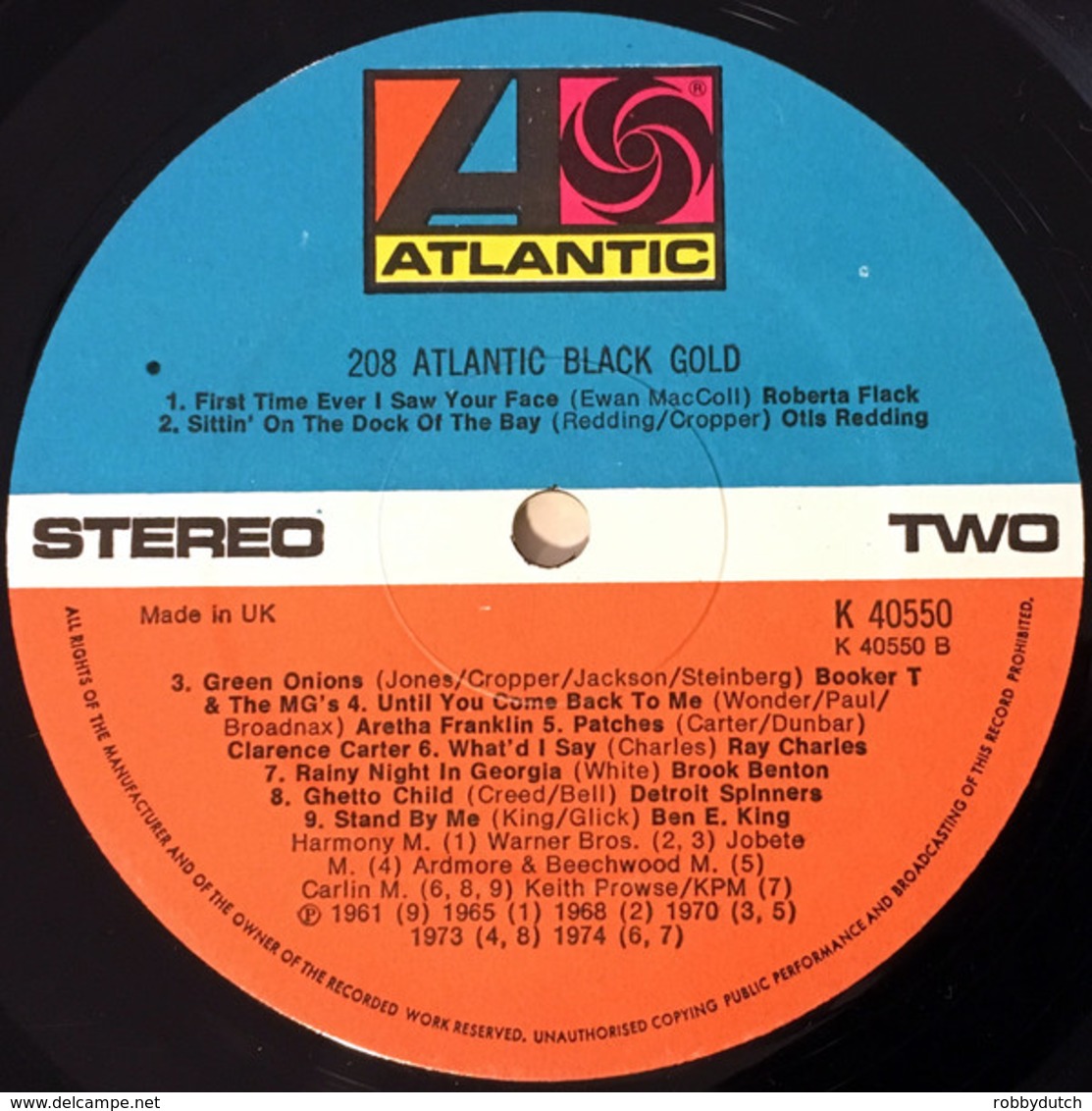 * LP *  ATLANTIC BLACK GOLD - (The 20 Great Soul Hits By Original Artists) Misprint. (England 1974 EX) - Soul - R&B
