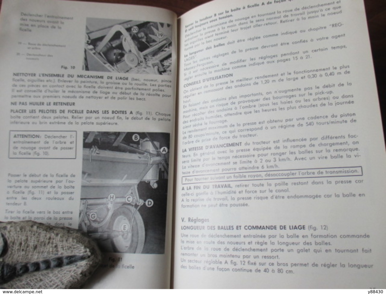 Livret pour PRESSE RAMASSEUSE  n°8   des années 60 - MASSEY FERGUSON - 38 pages - 17 photos