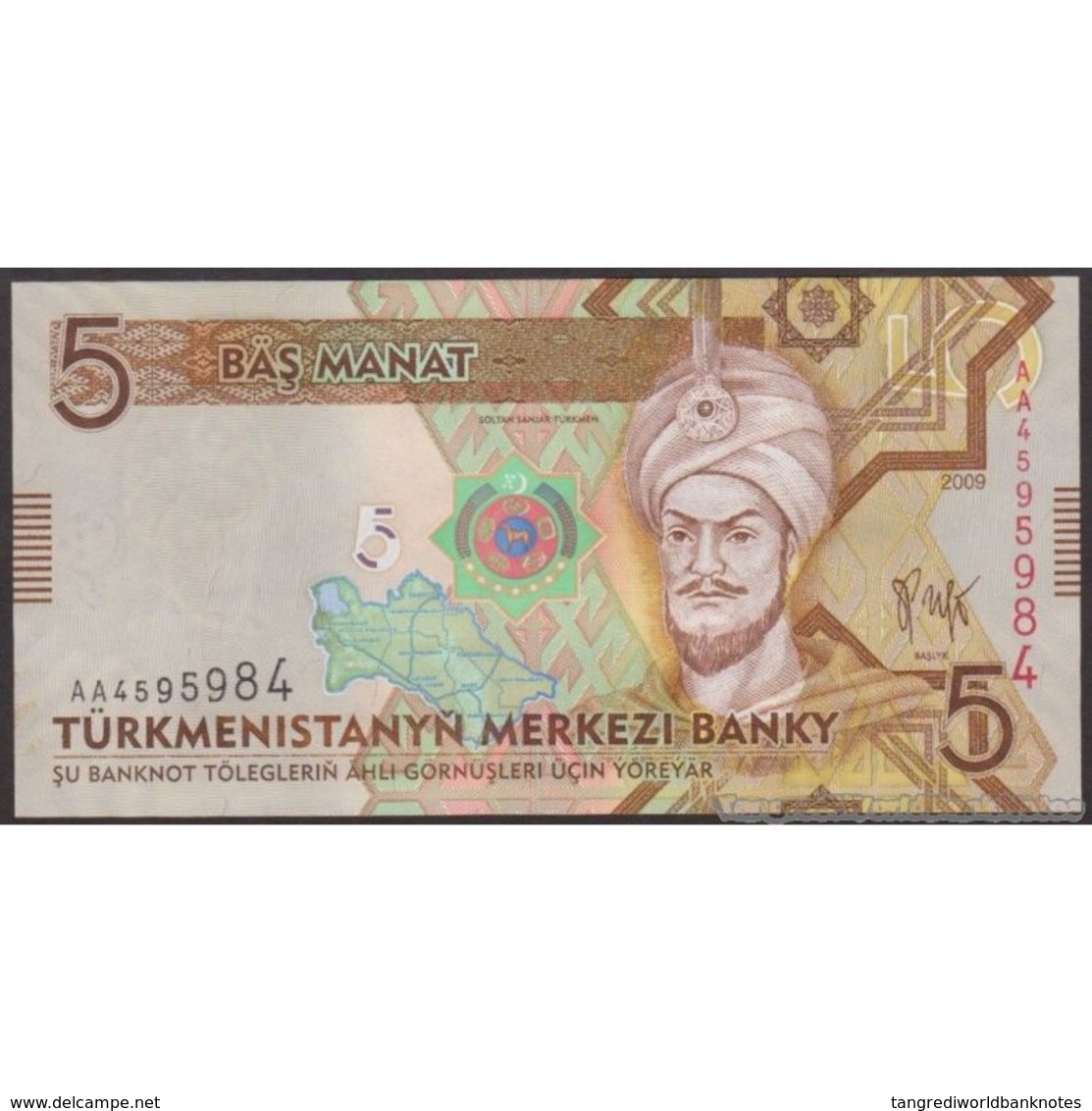 TWN - TURKMENISTAN 23 - 5 Manat 2009 Prefix AA UNC - Turkmenistan