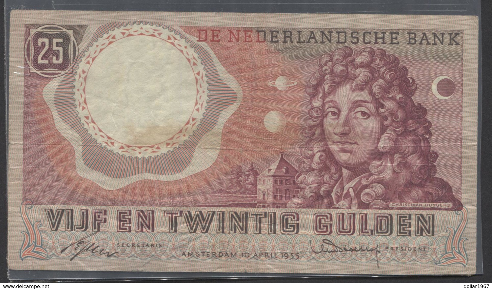 Netherlands  25 Gulden 10-4-1955 - NO: 3 GW 013822  - See The 2 Scans For Condition.(Originalscan ) - 25 Gulden