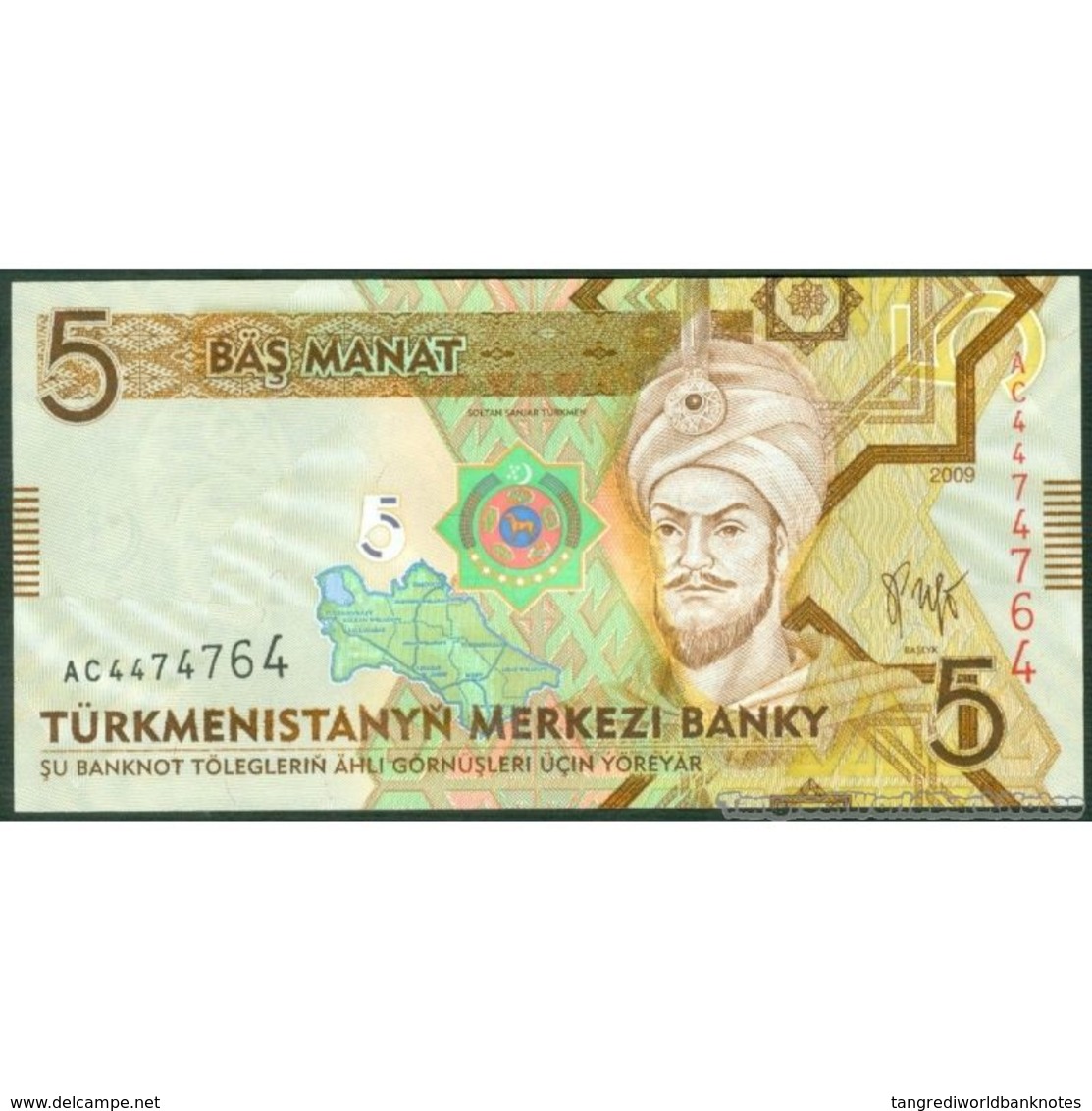TWN - TURKMENISTAN 23 - 5 Manat 2009 Prefix AC UNC - Turkmenistan