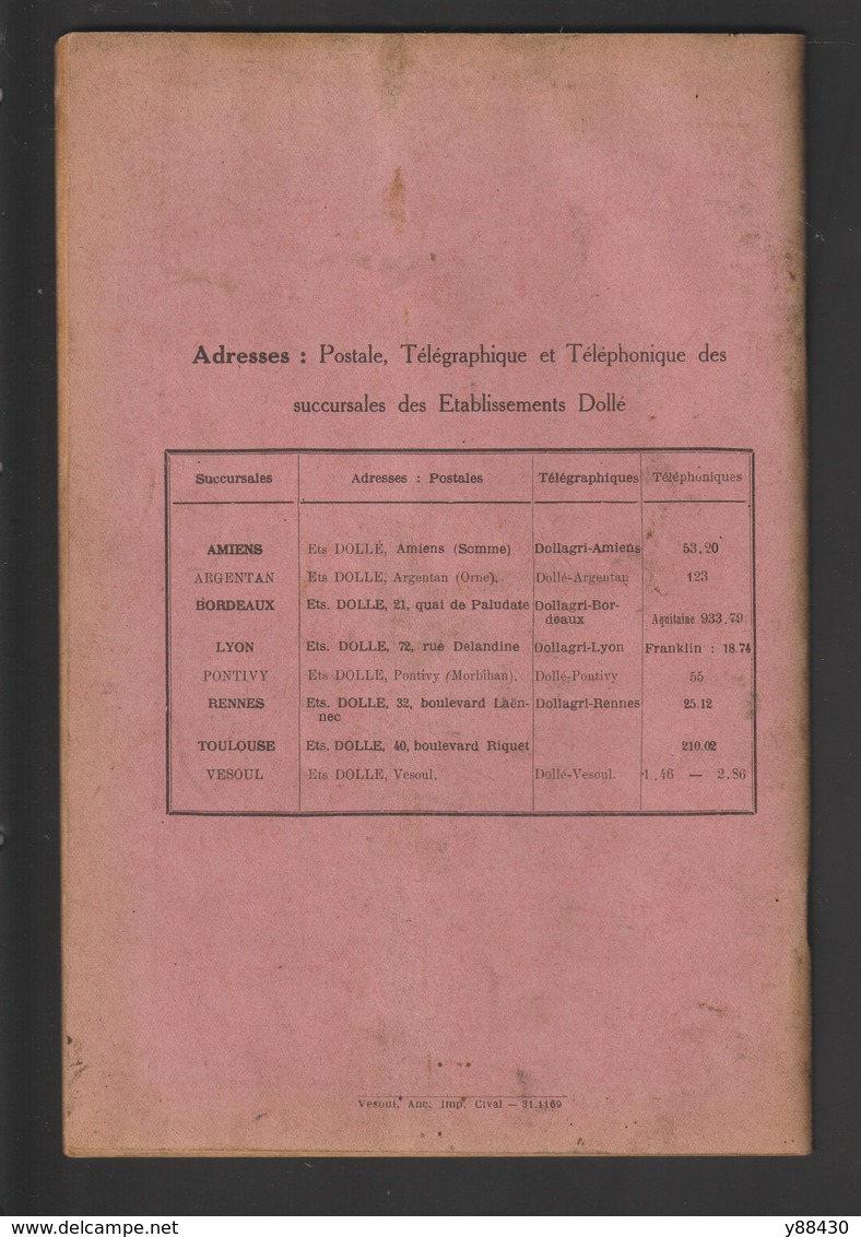 Livret pour FAUCHEUSE A 2 CHEVAUX  n° 25  - Ets DOLLE à VESOUL - année 1949 - 40 pages - 18 photos