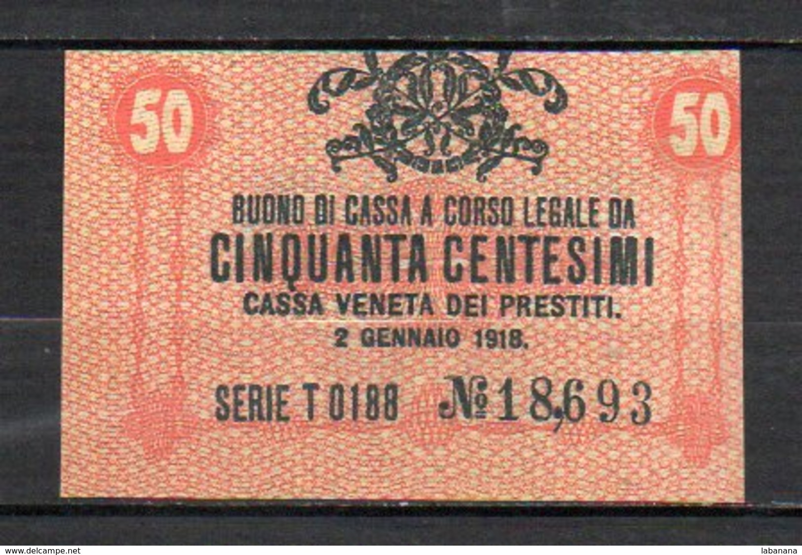 617-Italie Cassa Veneta Dei Prestiti Billet De 50c 1918 Neuf - Other & Unclassified