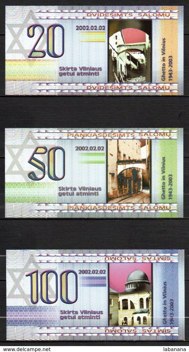 617-Lituanie Billets Commémoratifs 2002 Ghetto Juif 1943-2003 - Litauen