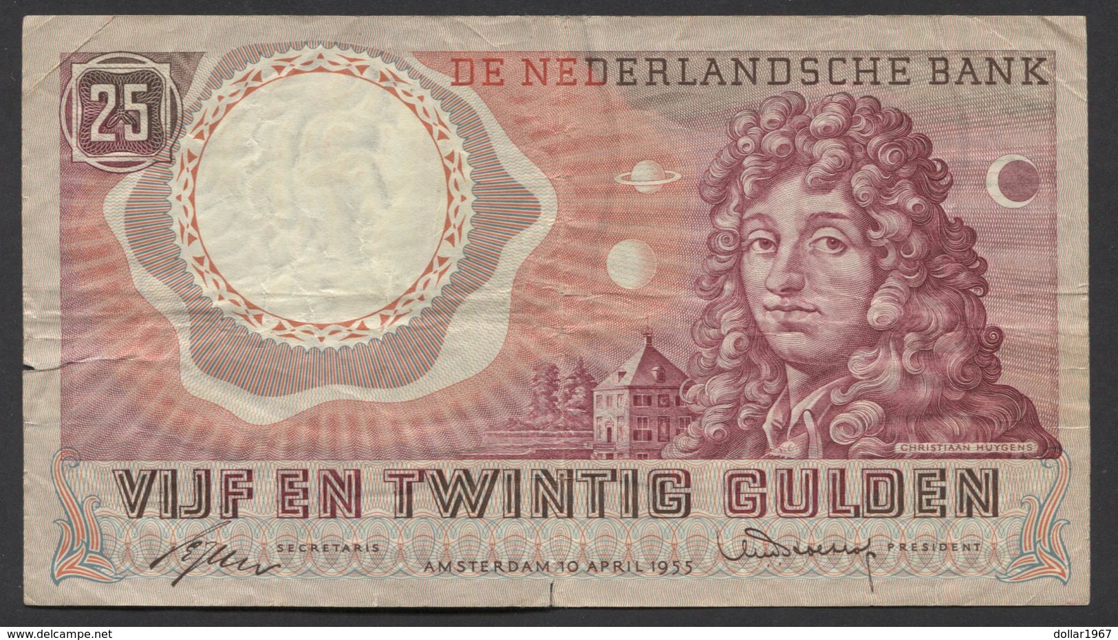 Netherlands  25 Gulden 10-4-1955 - NO: 2 YZ 049396  - See The 2 Scans For Condition.(Originalscan ) - 25 Gulden