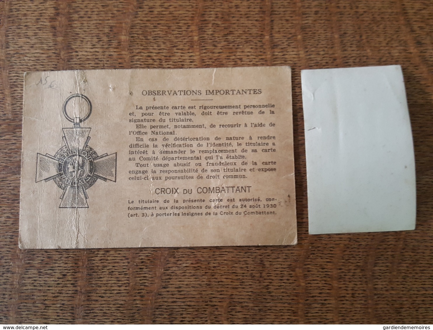 1935 - Carte Du Combattant Mr Picard, Paul, Léon De Chamvres, Fait à Auxerre - Office National Des Mutilés, Combattants - Documents